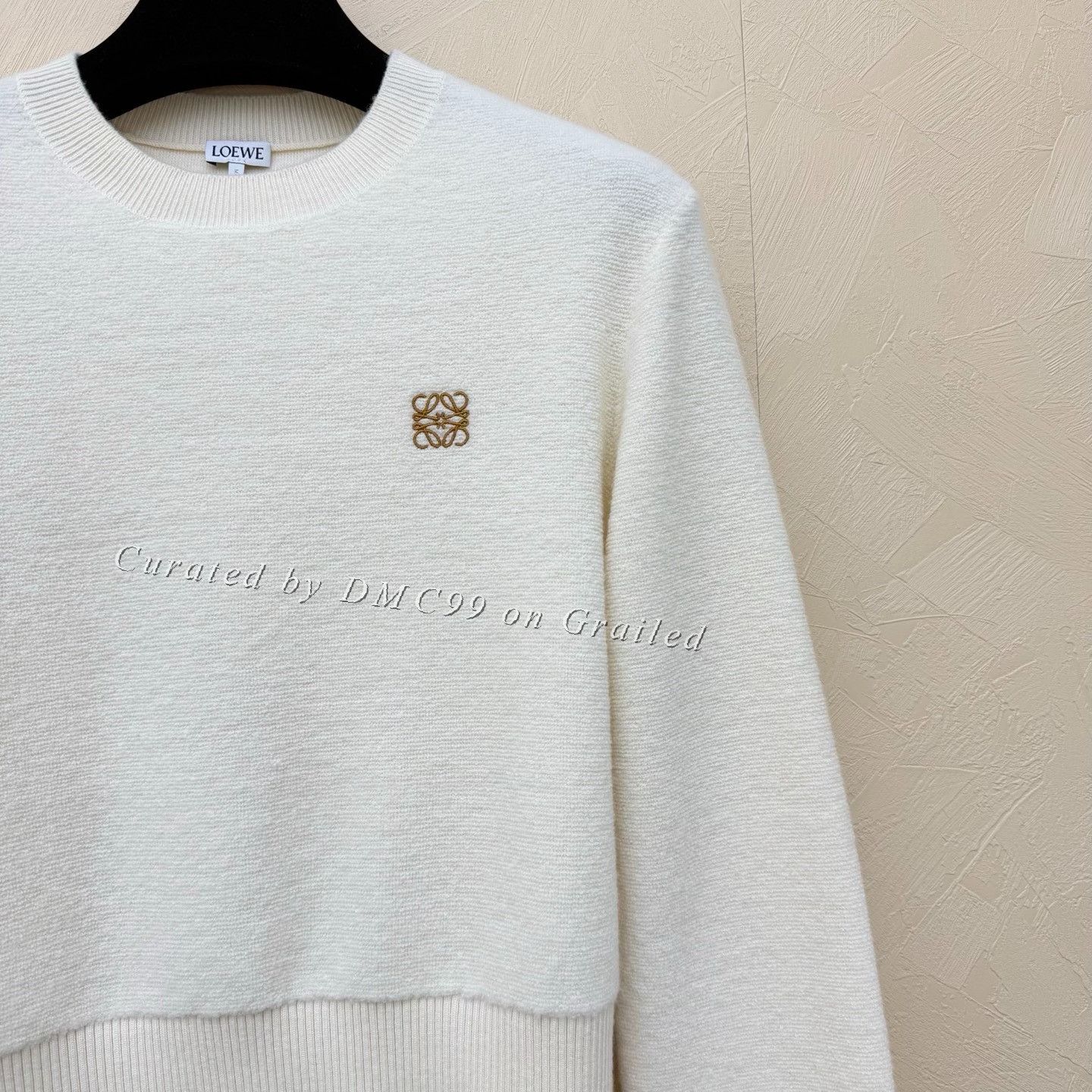 Loewe Loewe Cream White Embroidered Logo Wool Sweater Size M / US 6-8 / IT 42-44 - 2 Thumbnail