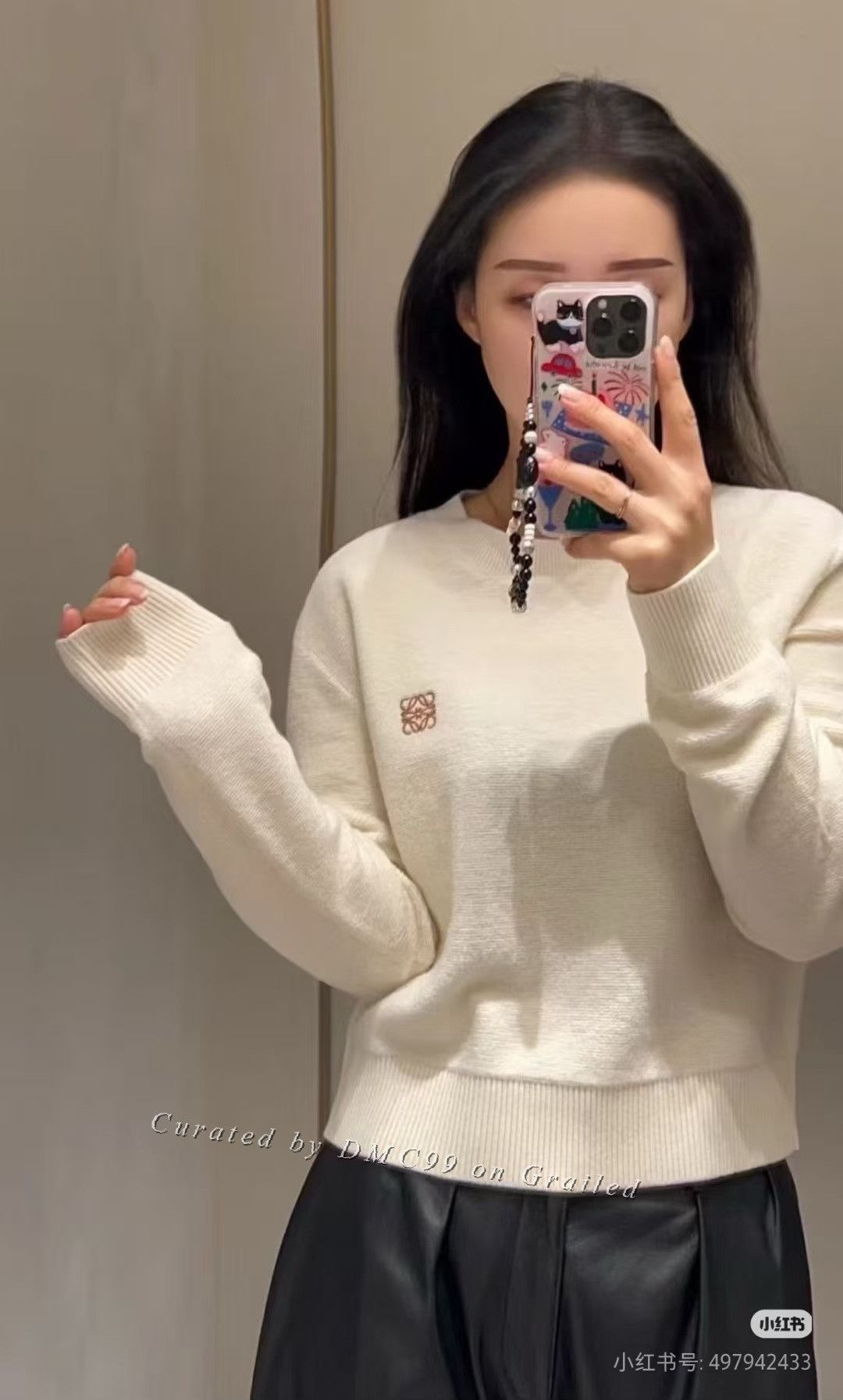 Loewe Loewe Cream White Embroidered Logo Wool Sweater Size M / US 6-8 / IT 42-44 - 5 Thumbnail