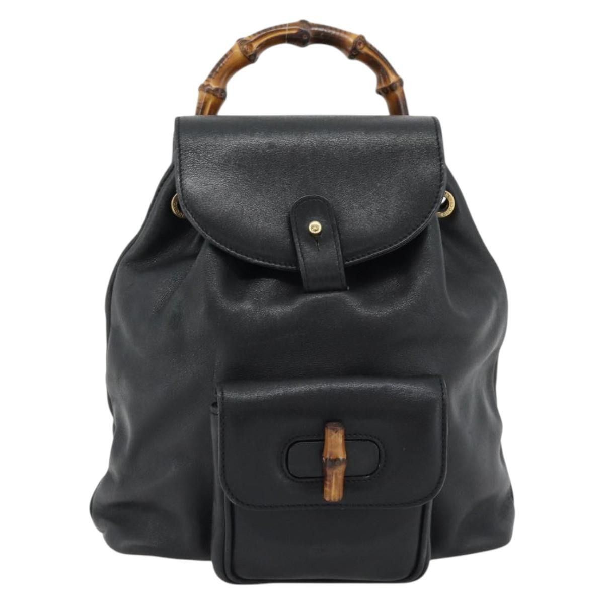 Gucci Gucci Vintage Bamboo Backpack Leather Size ONE SIZE - 17 Thumbnail