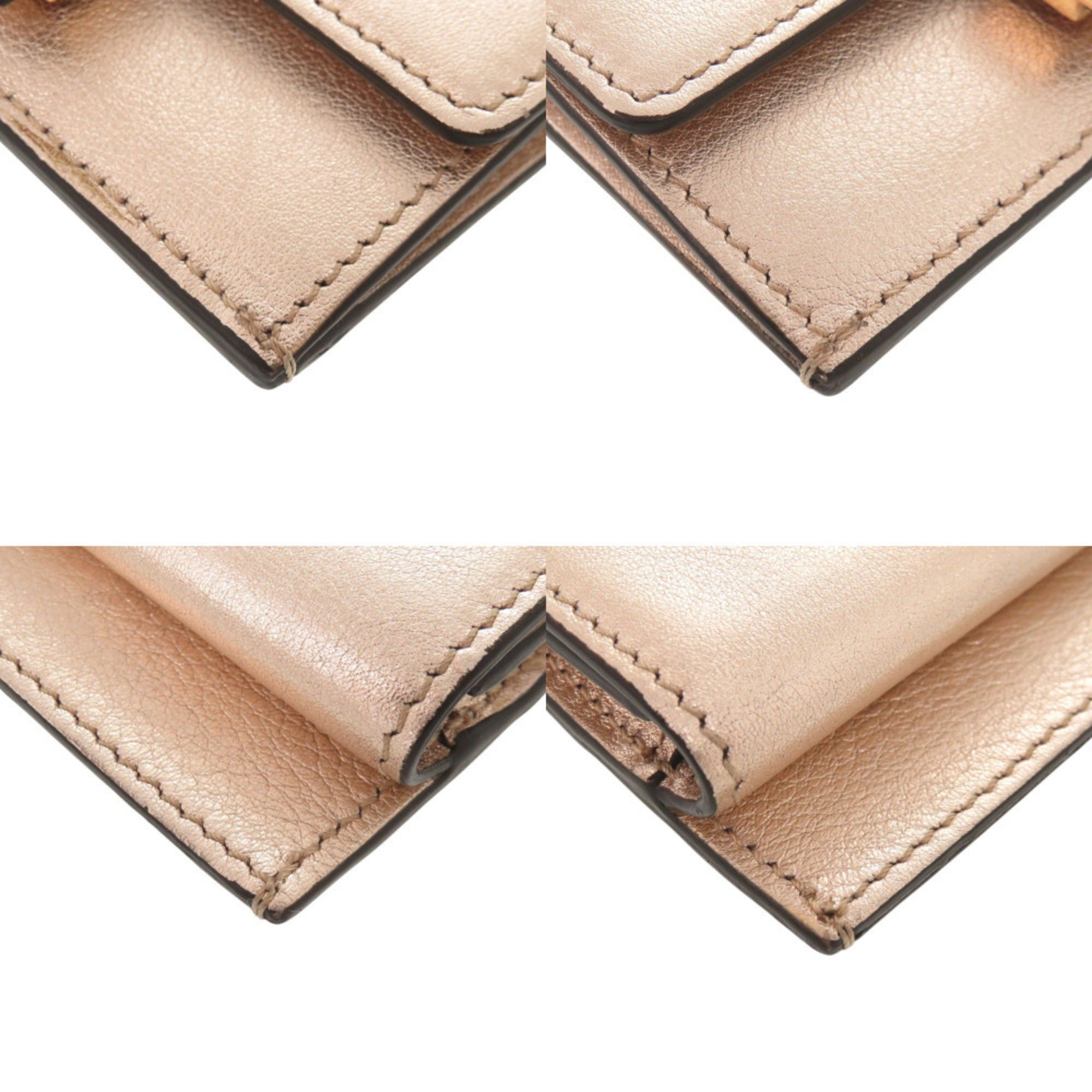 Fendi Excellent condition Fendi Baguette 8M0423 leather champagne pink business card holder/card case/wallet/coin case 0869FENDI Size ONE SIZE - 3 Thumbnail