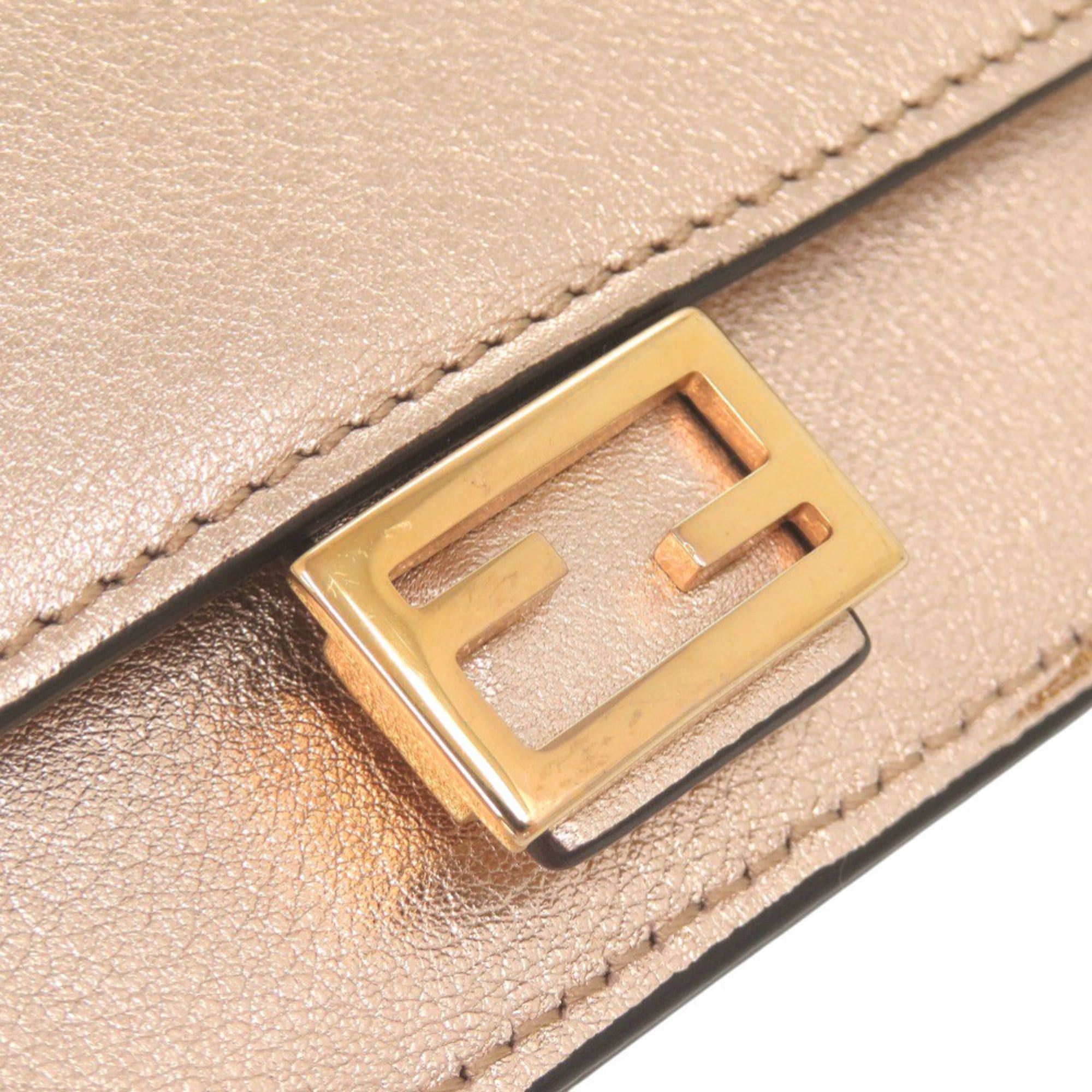 Fendi Excellent condition Fendi Baguette 8M0423 leather champagne pink business card holder/card case/wallet/coin case 0869FENDI Size ONE SIZE - 9 Thumbnail