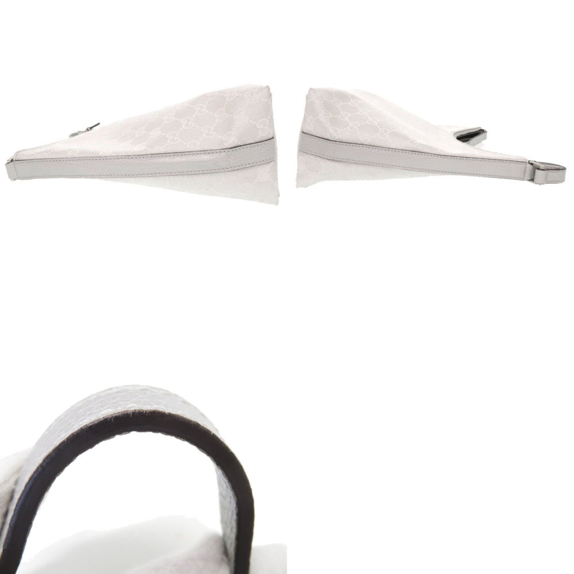 Gucci Excellent condition Gucci GG canvas leather 257282 silver one-shoulder bag 0565GUCCI Size ONE SIZE - 10 Thumbnail