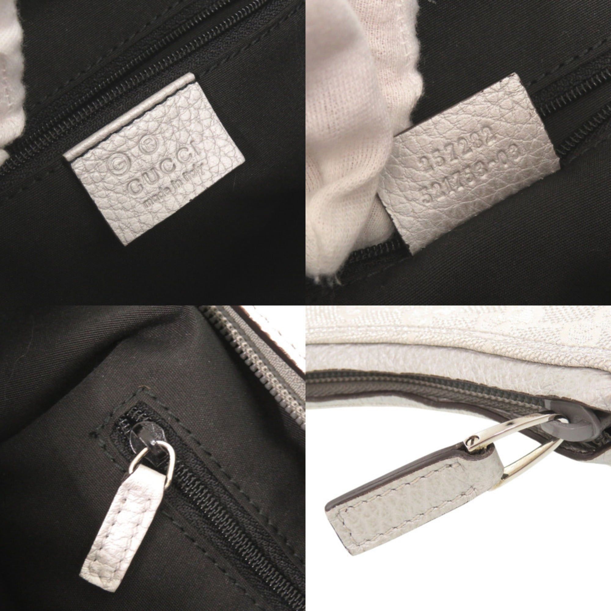Gucci Excellent condition Gucci GG canvas leather 257282 silver one-shoulder bag 0565GUCCI Size ONE SIZE - 9 Thumbnail