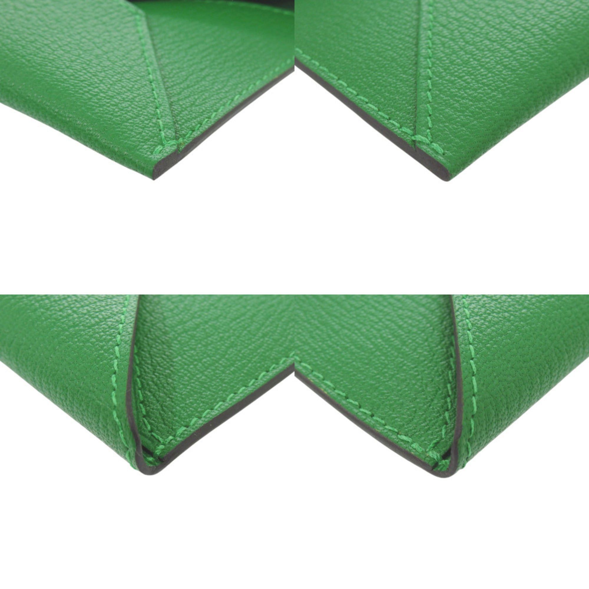 Hermes Unused Hermes Envelope MM Chevre Mysore Bamboo K stamp (2025 production) Business card holder/card case wallet Green 0849HERMES Size ONE SIZE - 4 Thumbnail
