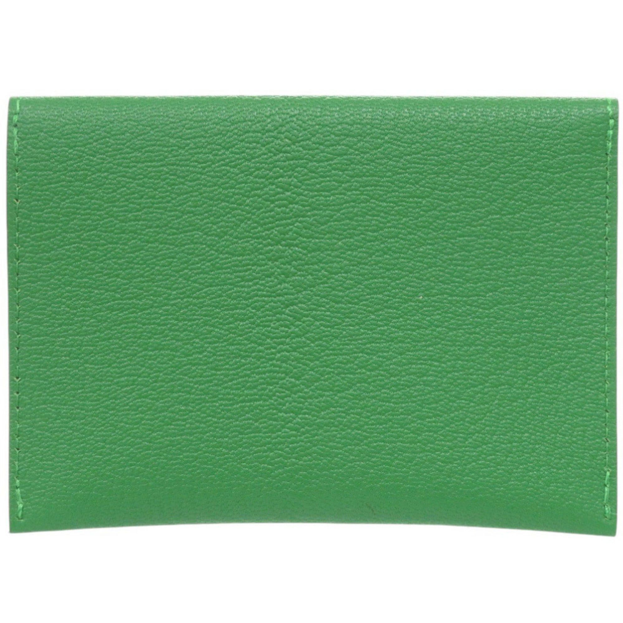 Hermes Unused Hermes Envelope MM Chevre Mysore Bamboo K stamp (2025 production) Business card holder/card case wallet Green 0849HERMES Size ONE SIZE - 3 Thumbnail