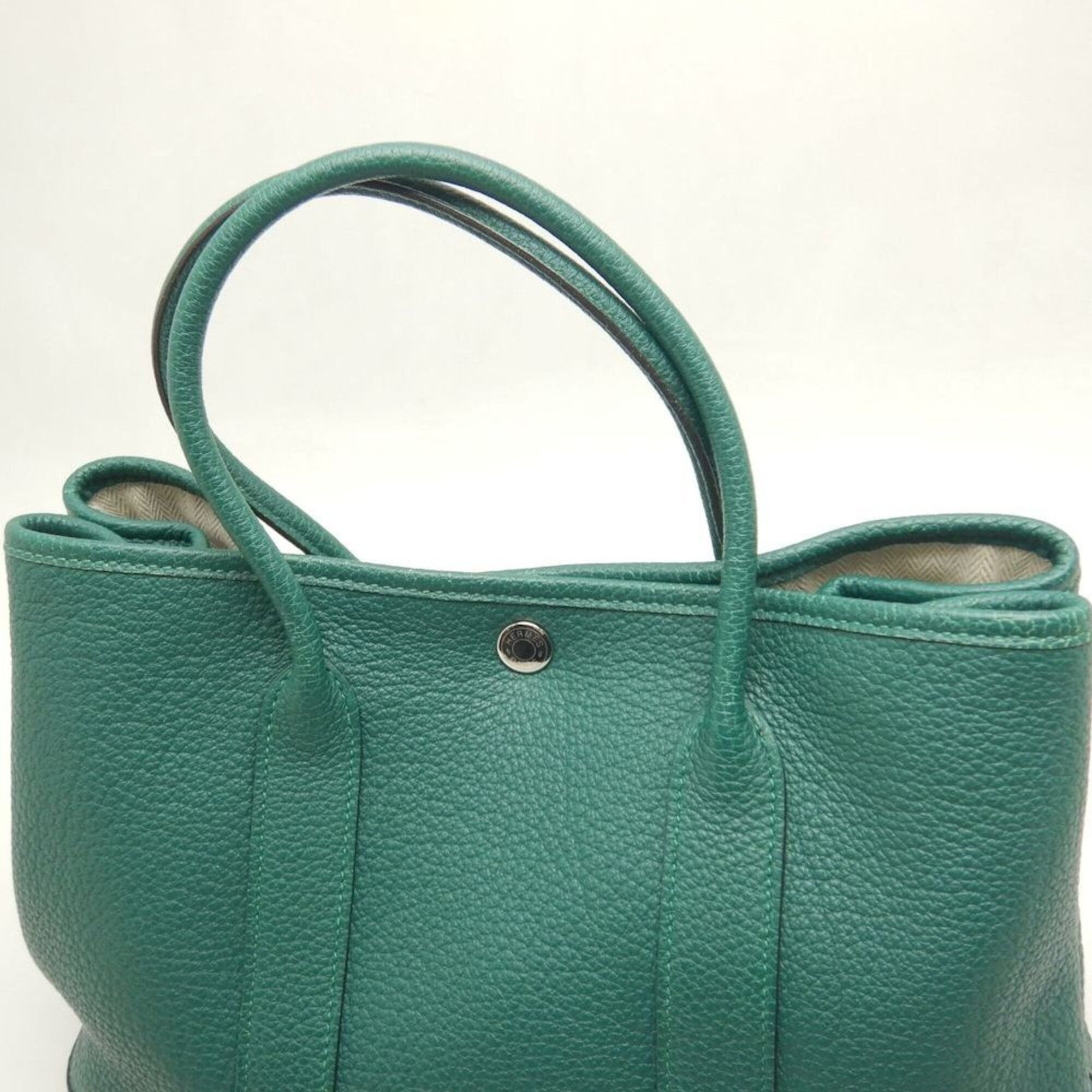 Hermes HERMES Garden Party Handbag, Negonda Green, Women's, 253854 Size ONE SIZE - 10 Thumbnail