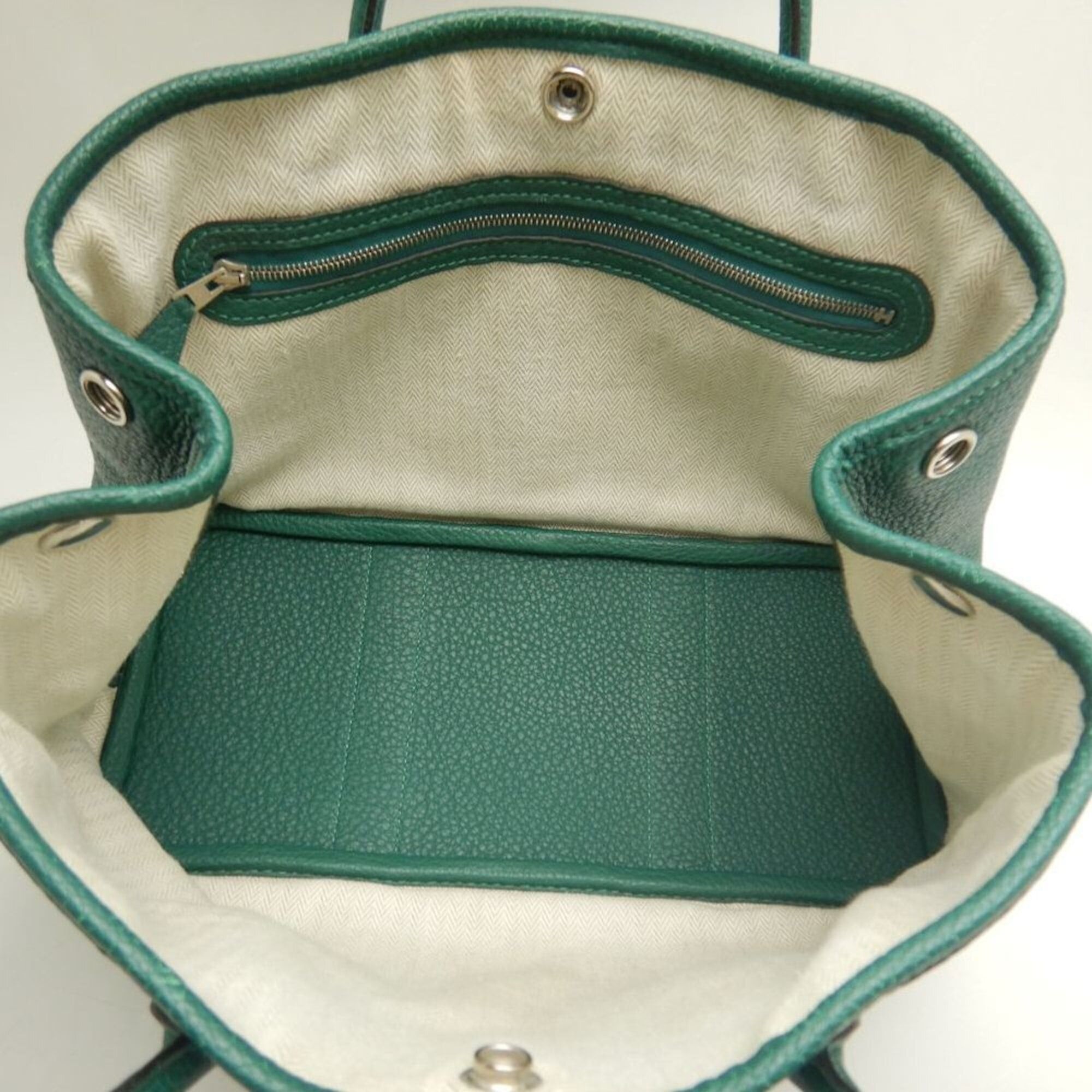 Hermes HERMES Garden Party Handbag, Negonda Green, Women's, 253854 Size ONE SIZE - 4 Thumbnail