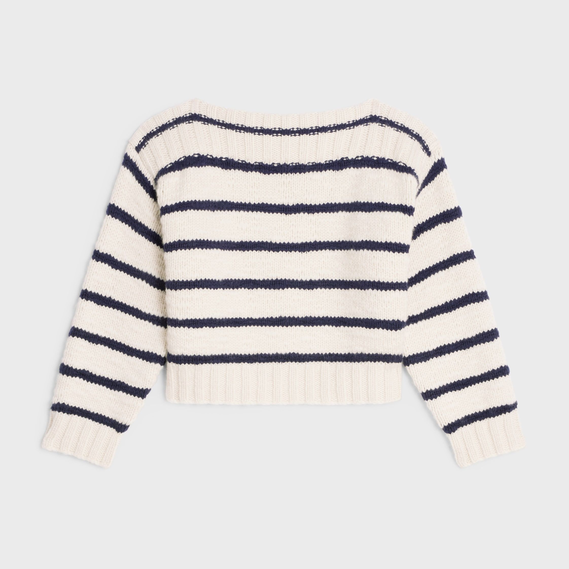 Celine MARINIÈRE BOAT NECK SWEATER IN CASHMERE off white/navy Size S / US 4 / IT 40 - 2 Thumbnail