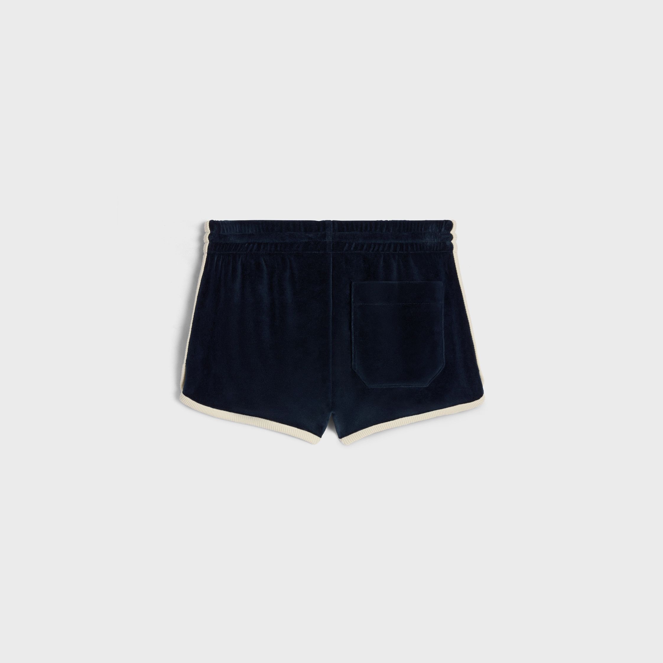 Celine TRIOMPHE MINI SHORTS IN VELVET JERSE midnight/off white Size 26" / US 2 / IT 38 - 2 Thumbnail