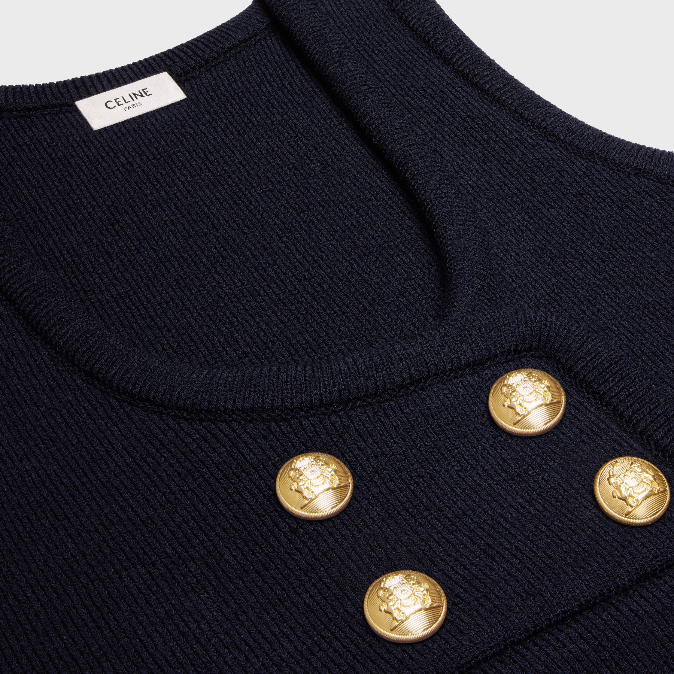 Celine TUNIC MINI DRESS IN INTERLOCK WOOL navy Size M / US 6-8 / IT 42-44 - 3 Thumbnail