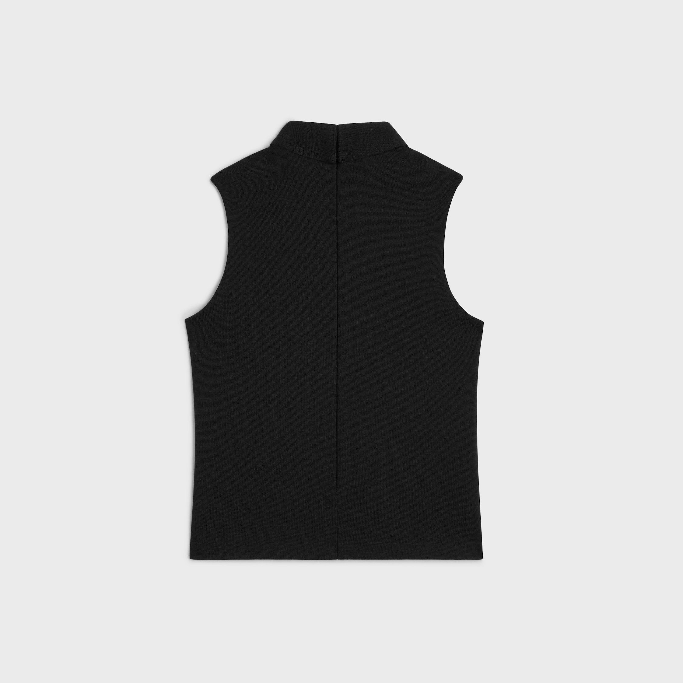 Celine TOP WITH OVERTURNED COLLAR IN WOOL JERSEY black_ Size XS / US 0-2 / IT 36-38 - 2 Thumbnail