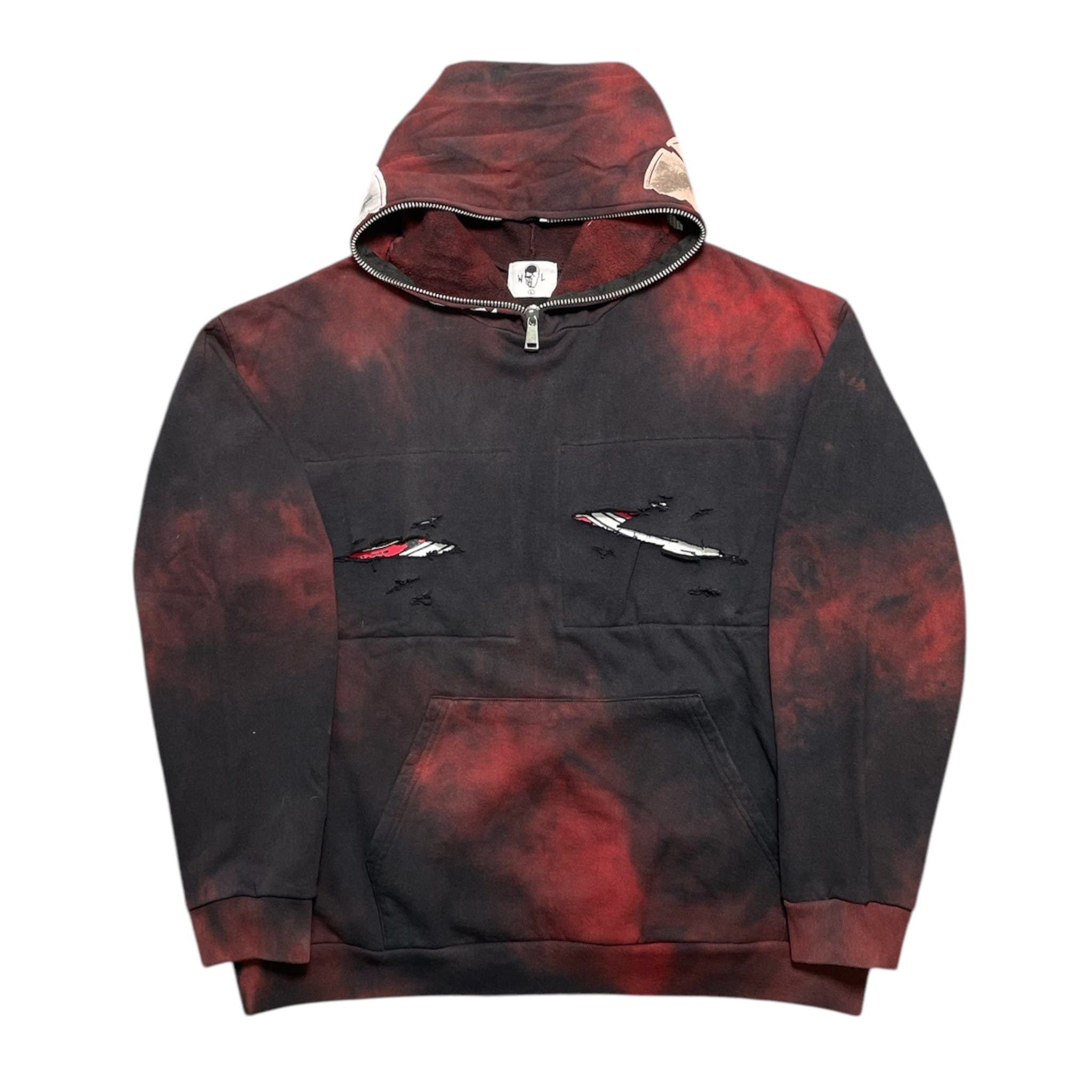 Warren Lotas Jason Quarter Zip Up Hooded Sweatshirt Red Black Size US XL / EU 56 / 4 - 2 Thumbnail