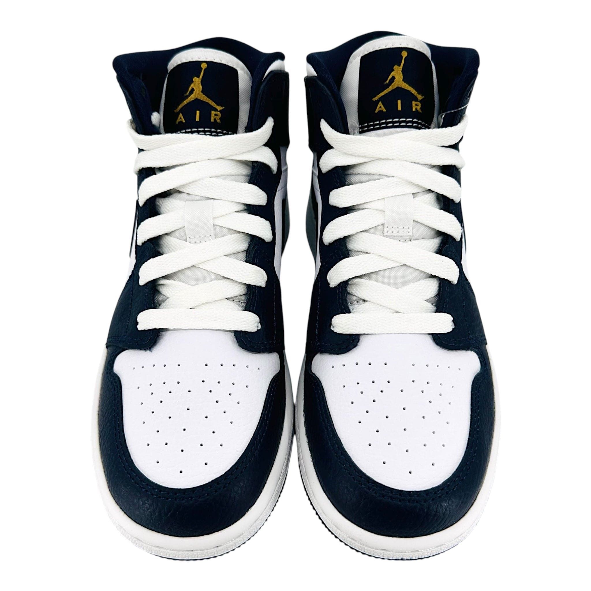 Nike 1 Mid White Metallic Gold Obsidian (GS) Size US 5 / EU 37 - 5 Thumbnail