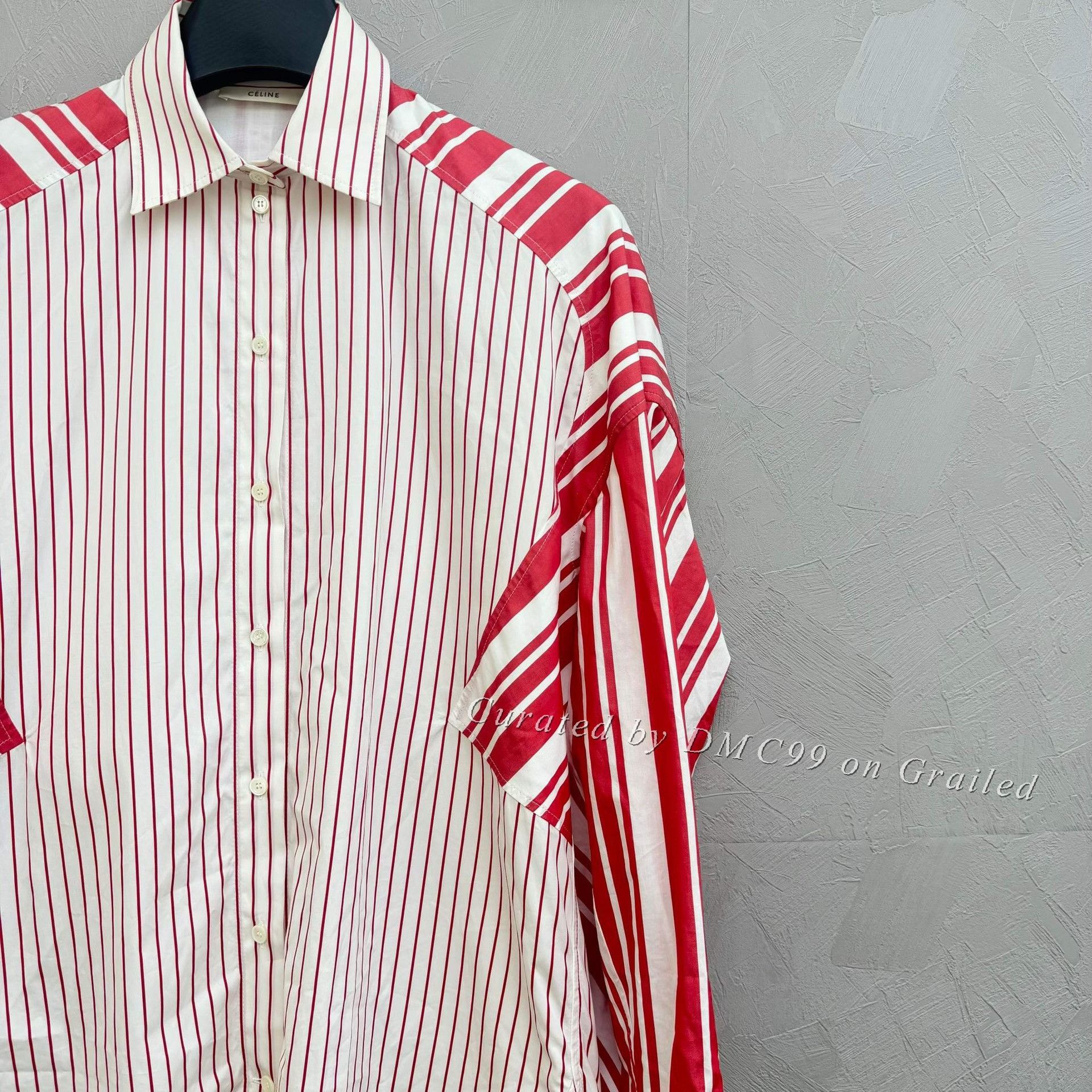 Celine Celine Old Celine Red White Stripe Plaid Shirt Coat Size S / US 4 / IT 40 - 2 Thumbnail