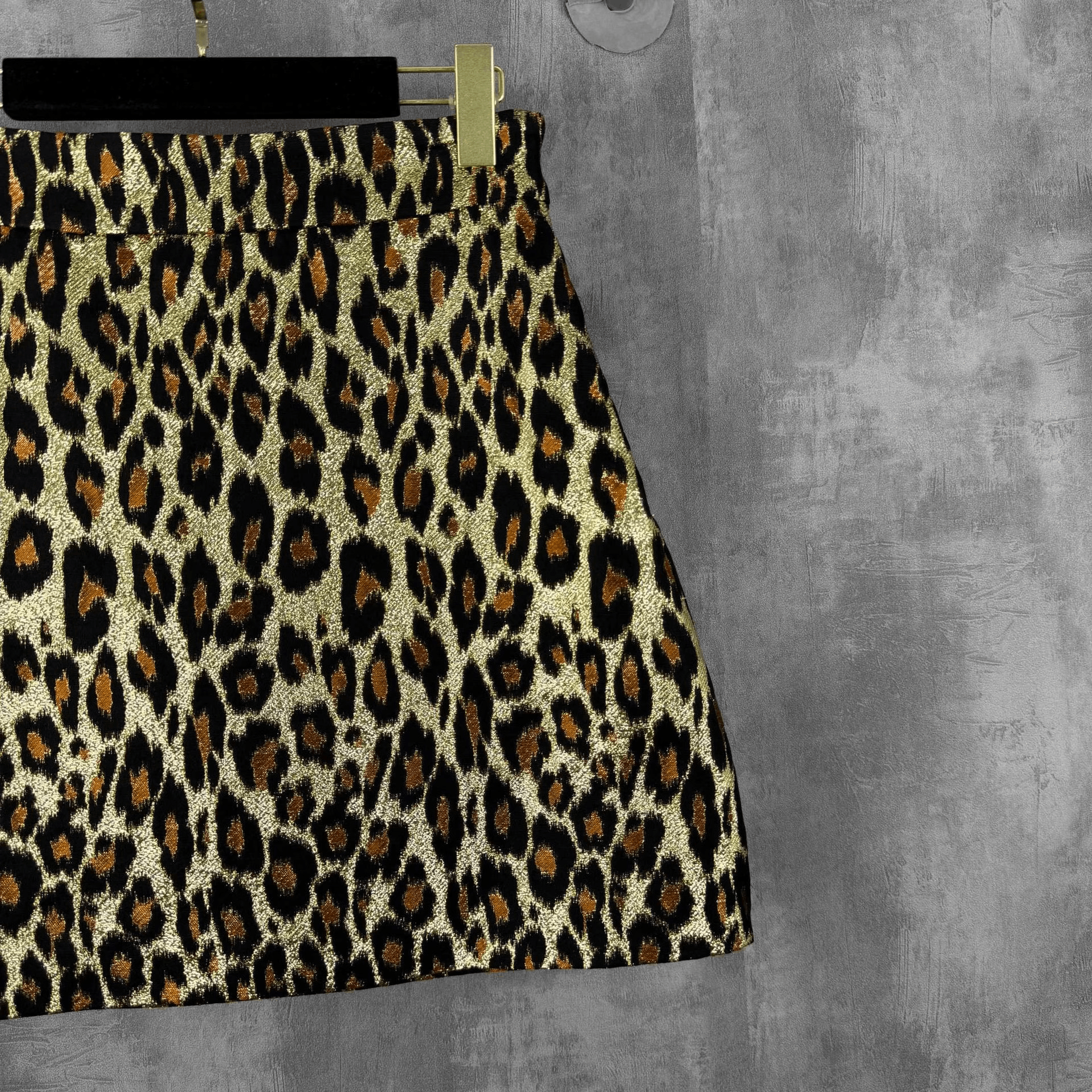Miu Miu Miumiu Gold Thread Wool Blend Leopard Skirt Size 40" / US 18 - 2 Thumbnail