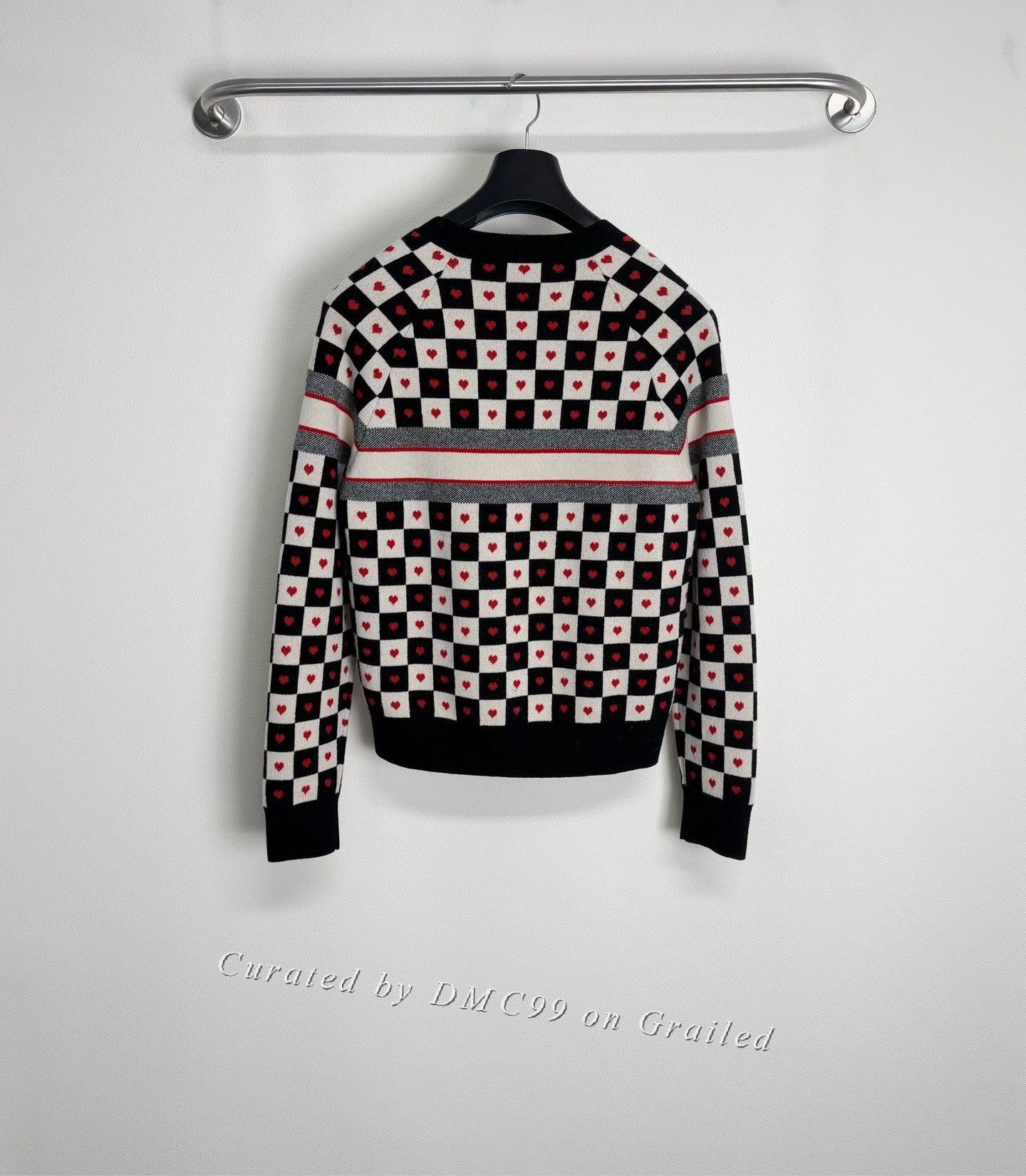 Dior Dior Heart Checkerboard Logo Cashmere Sweater Size XS / US 0-2 / IT 36-38 - 2 Thumbnail