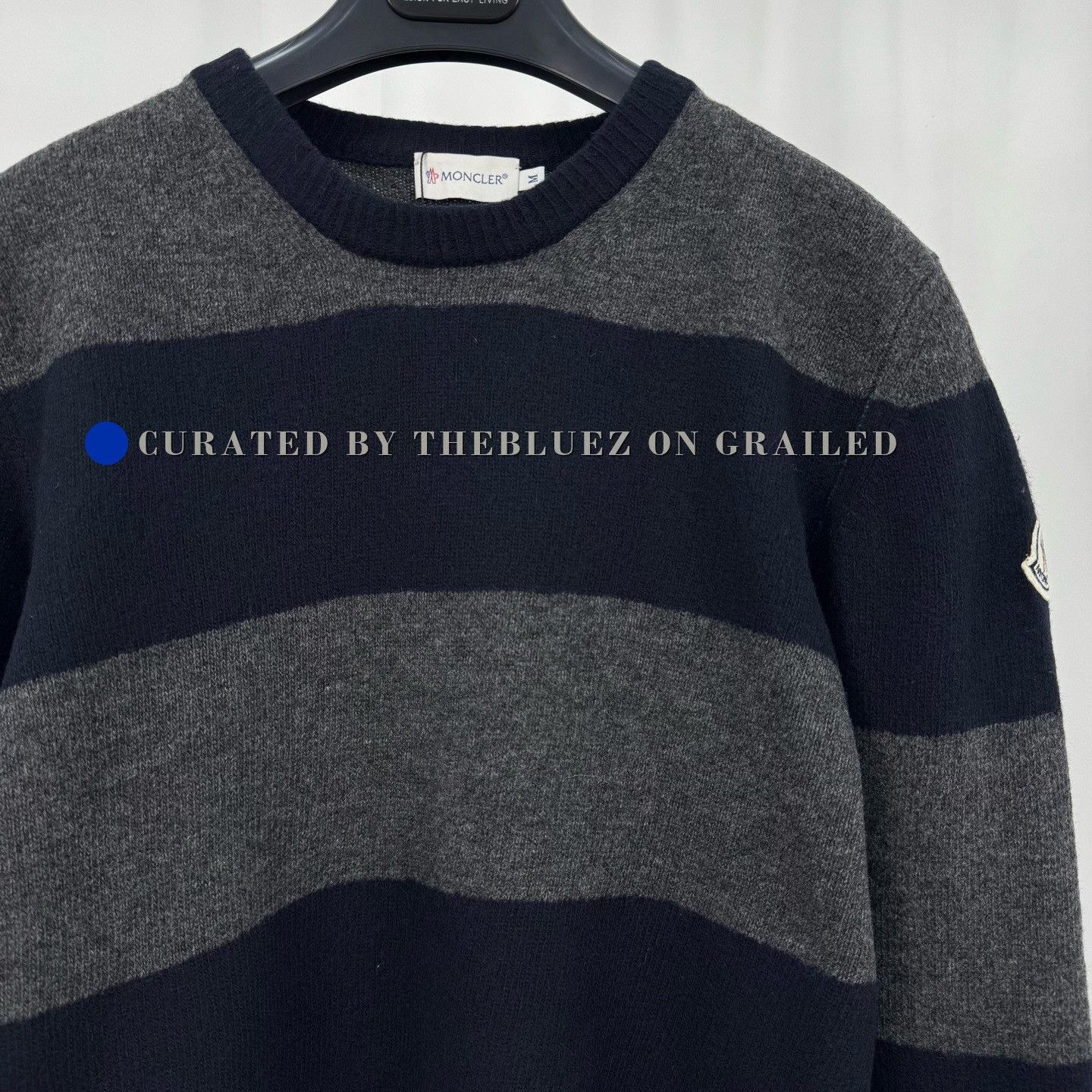Moncler Moncler Embroidered Logo Striped Knit Sweater Size US M / EU 48-50 / 2 - 3 Thumbnail