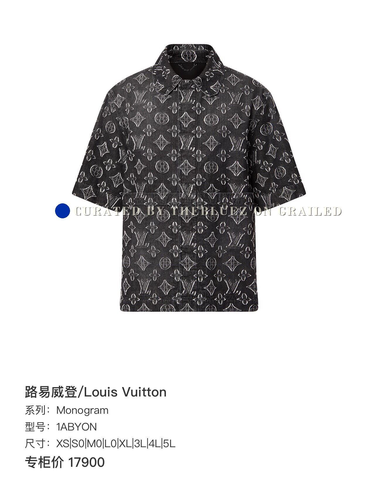 Louis Vuitton Louis Vuitton Black Gray Denim Print Shirt Size US XL / EU 56 / 4 - 8 Thumbnail