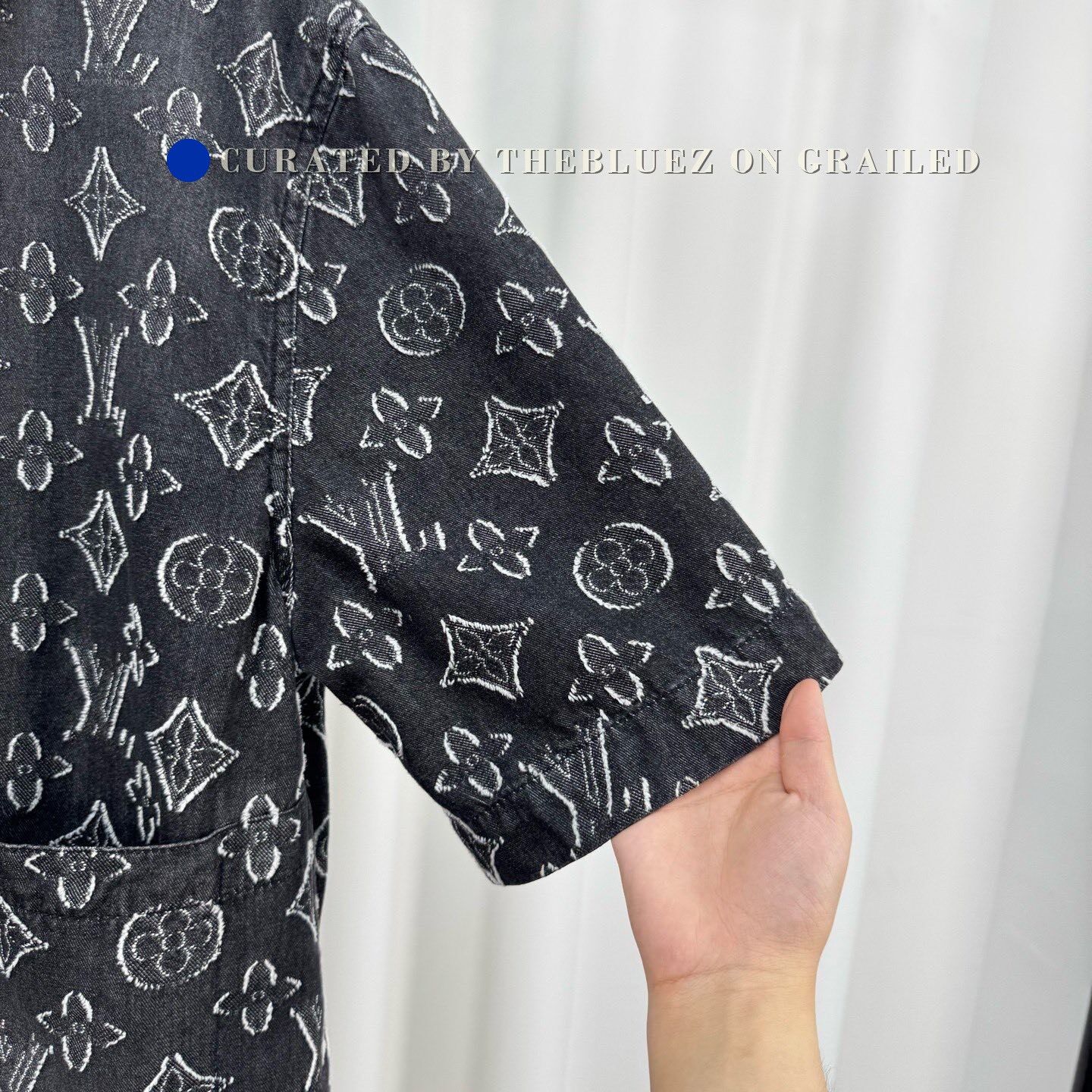 Louis Vuitton Louis Vuitton Black Gray Denim Print Shirt Size US XL / EU 56 / 4 - 4 Thumbnail