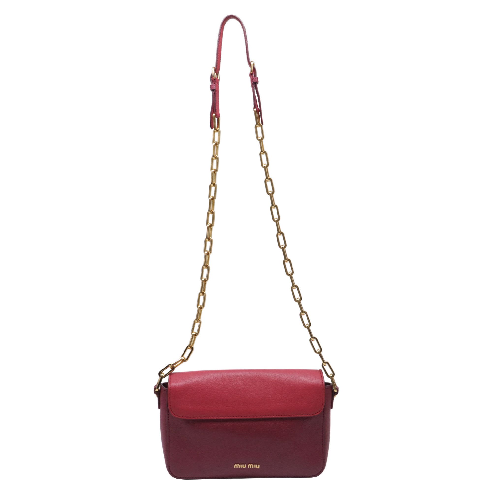 Miu Miu Miu Miu Chain Crossbody Bag in Burgundy Leather Size ONE SIZE - 4 Thumbnail
