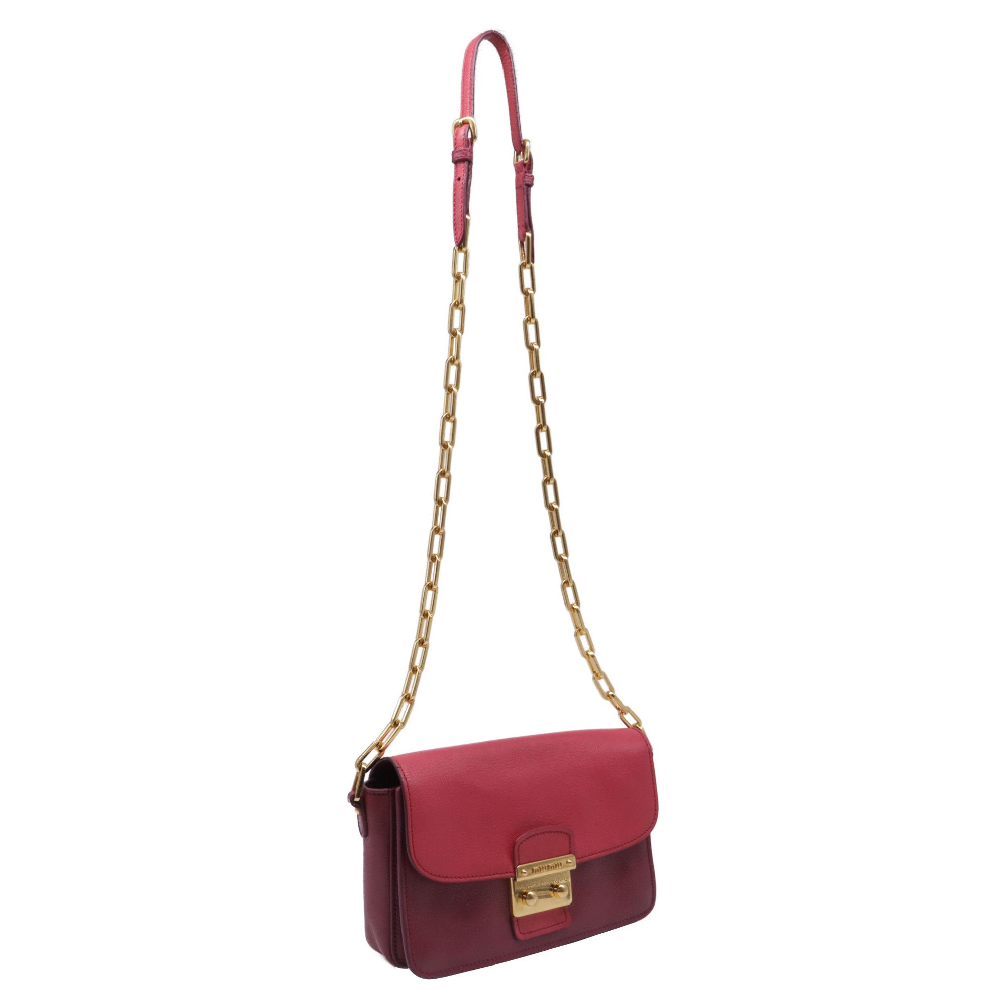 Miu Miu Miu Miu Chain Crossbody Bag in Burgundy Leather Size ONE SIZE - 2 Thumbnail