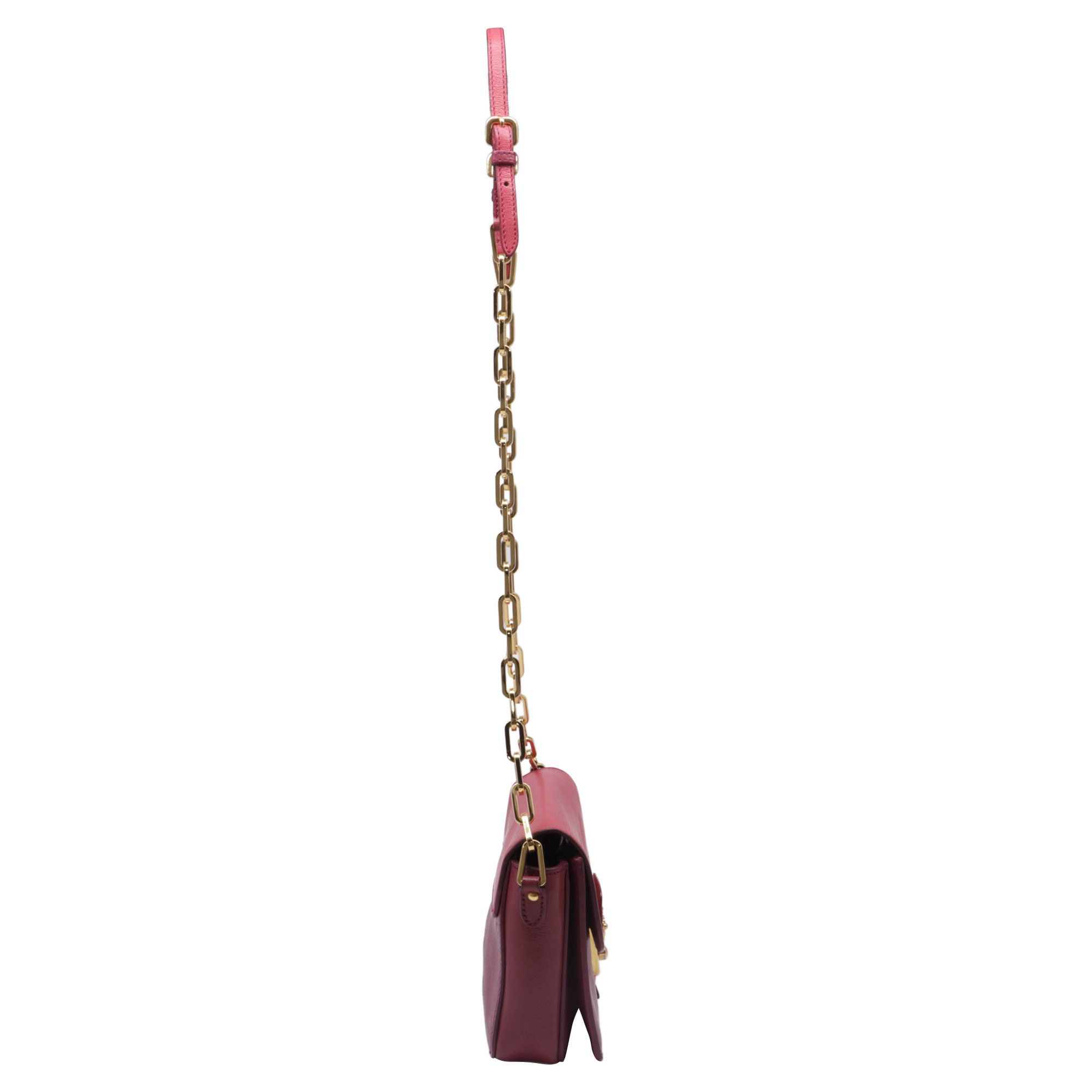 Miu Miu Miu Miu Chain Crossbody Bag in Burgundy Leather Size ONE SIZE - 3 Thumbnail