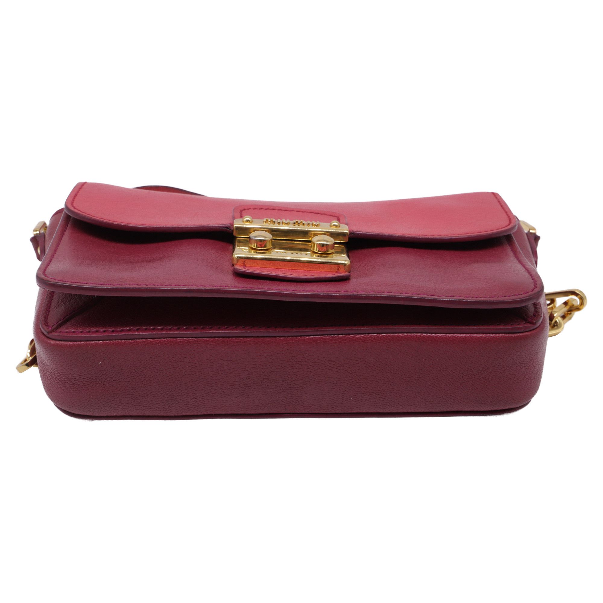 Miu Miu Miu Miu Chain Crossbody Bag in Burgundy Leather Size ONE SIZE - 8 Thumbnail