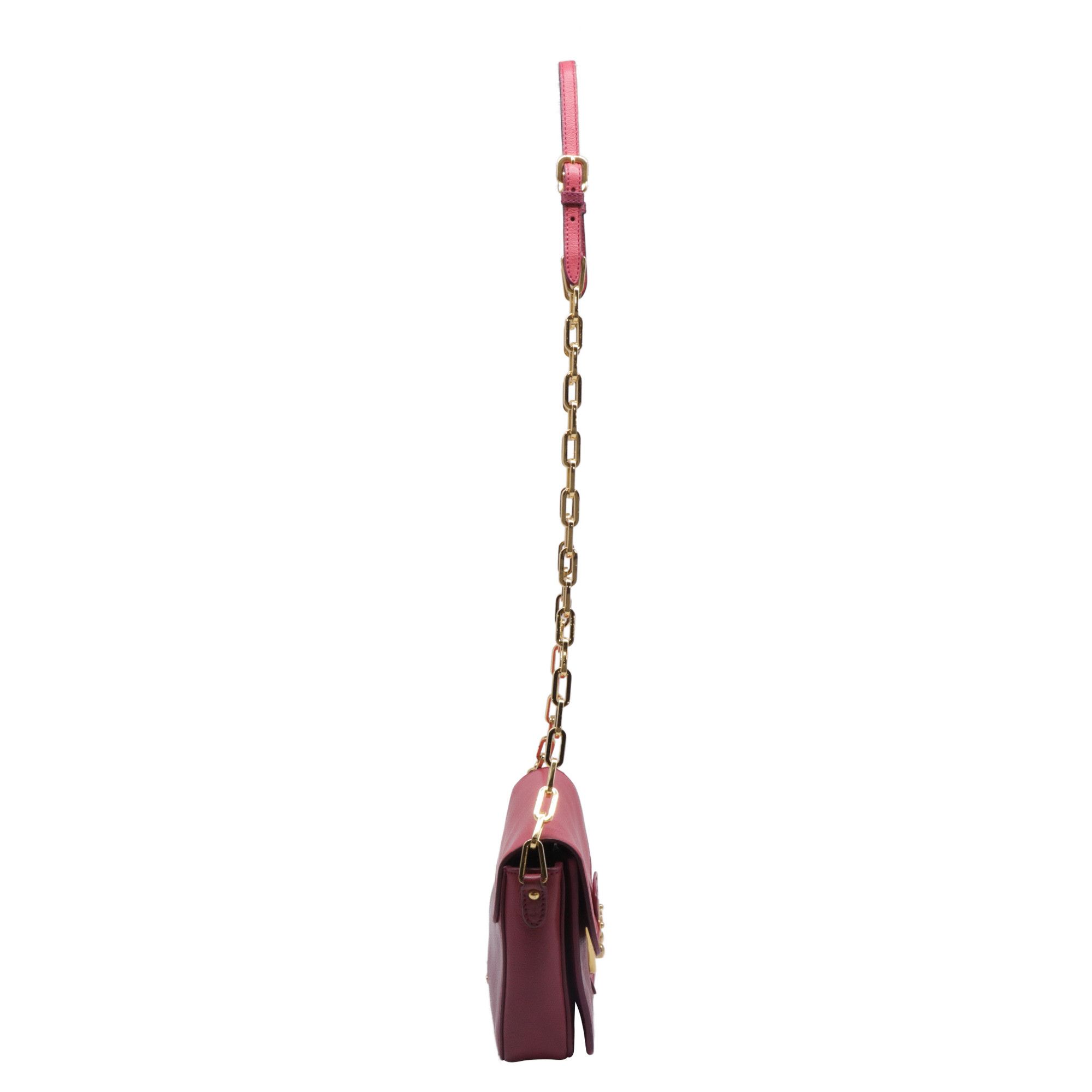 Miu Miu Miu Miu Chain Crossbody Bag in Burgundy Leather Size ONE SIZE - 6 Thumbnail