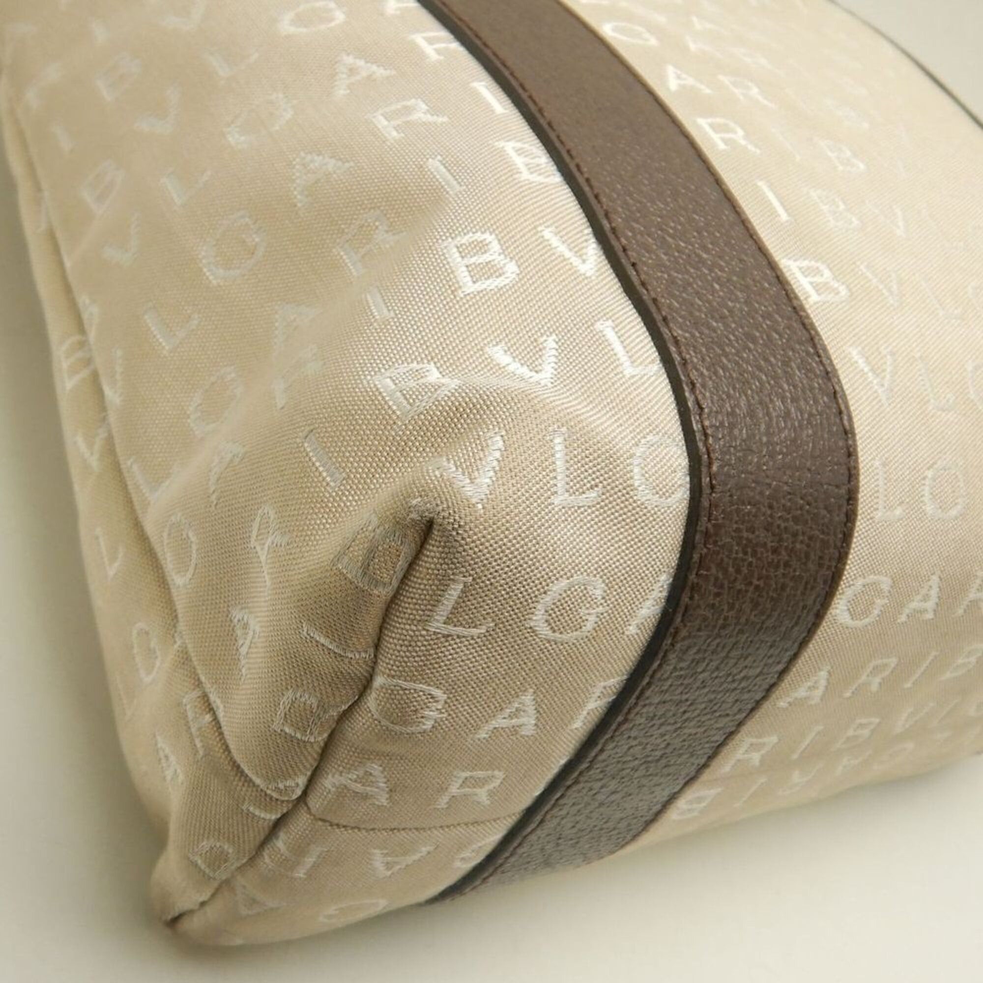 Bvlgari BVLGARI Logomania 22279 Tote Bag, Canvas x Leather, Beige/Brown, Women's, Item No. 253870 Size ONE SIZE - 12 Thumbnail