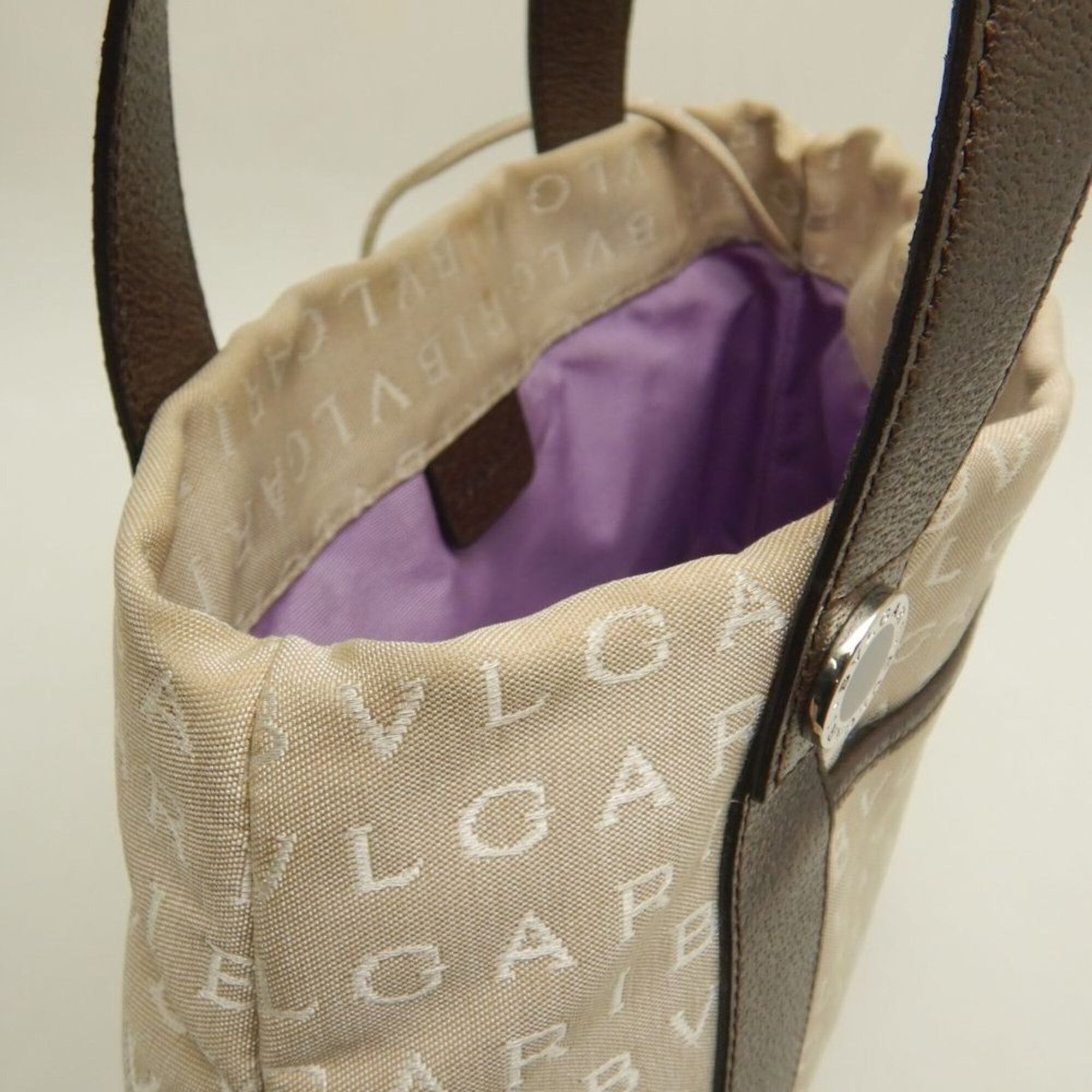 Bvlgari BVLGARI Logomania 22279 Tote Bag, Canvas x Leather, Beige/Brown, Women's, Item No. 253870 Size ONE SIZE - 9 Thumbnail