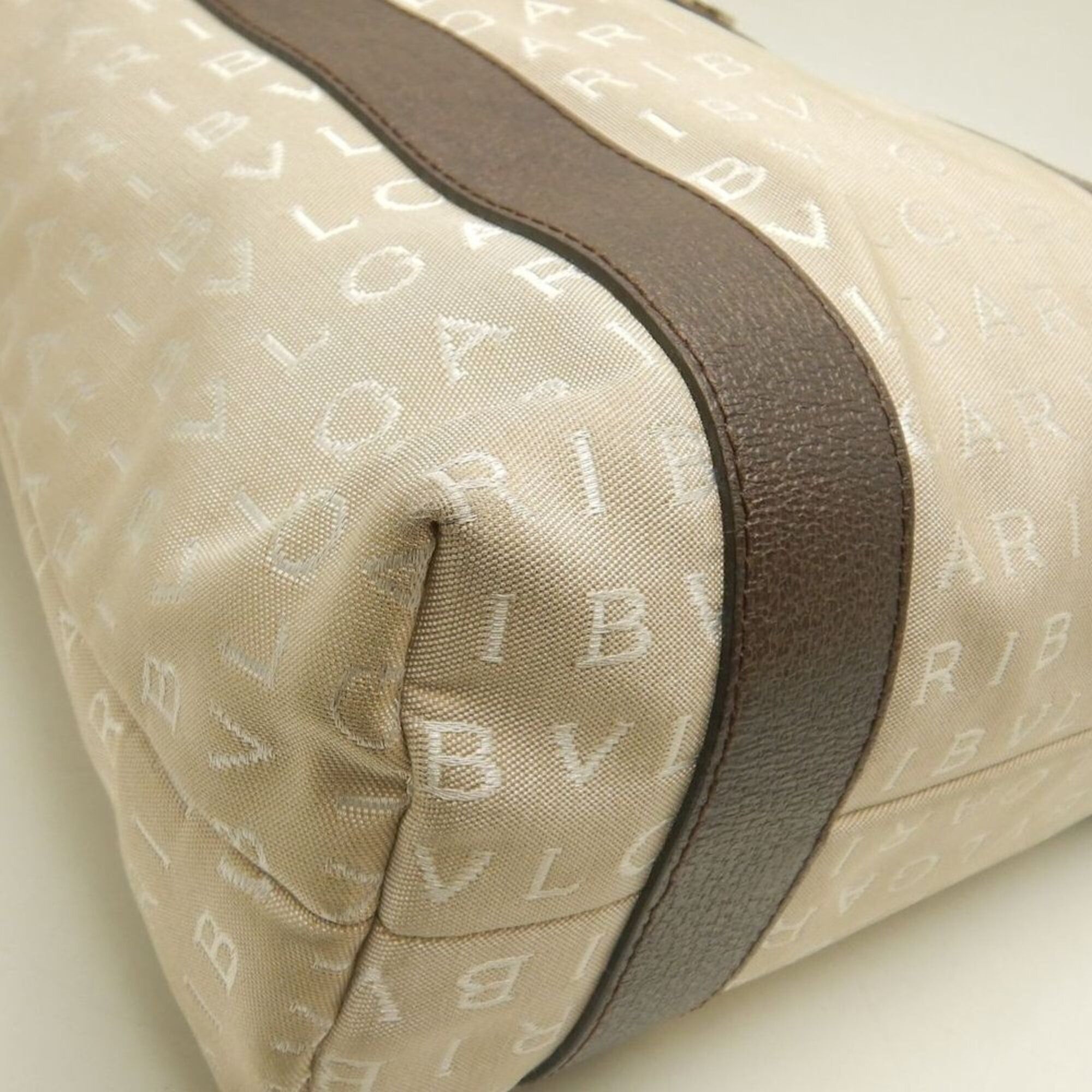 Bvlgari BVLGARI Logomania 22279 Tote Bag, Canvas x Leather, Beige/Brown, Women's, Item No. 253870 Size ONE SIZE - 14 Thumbnail