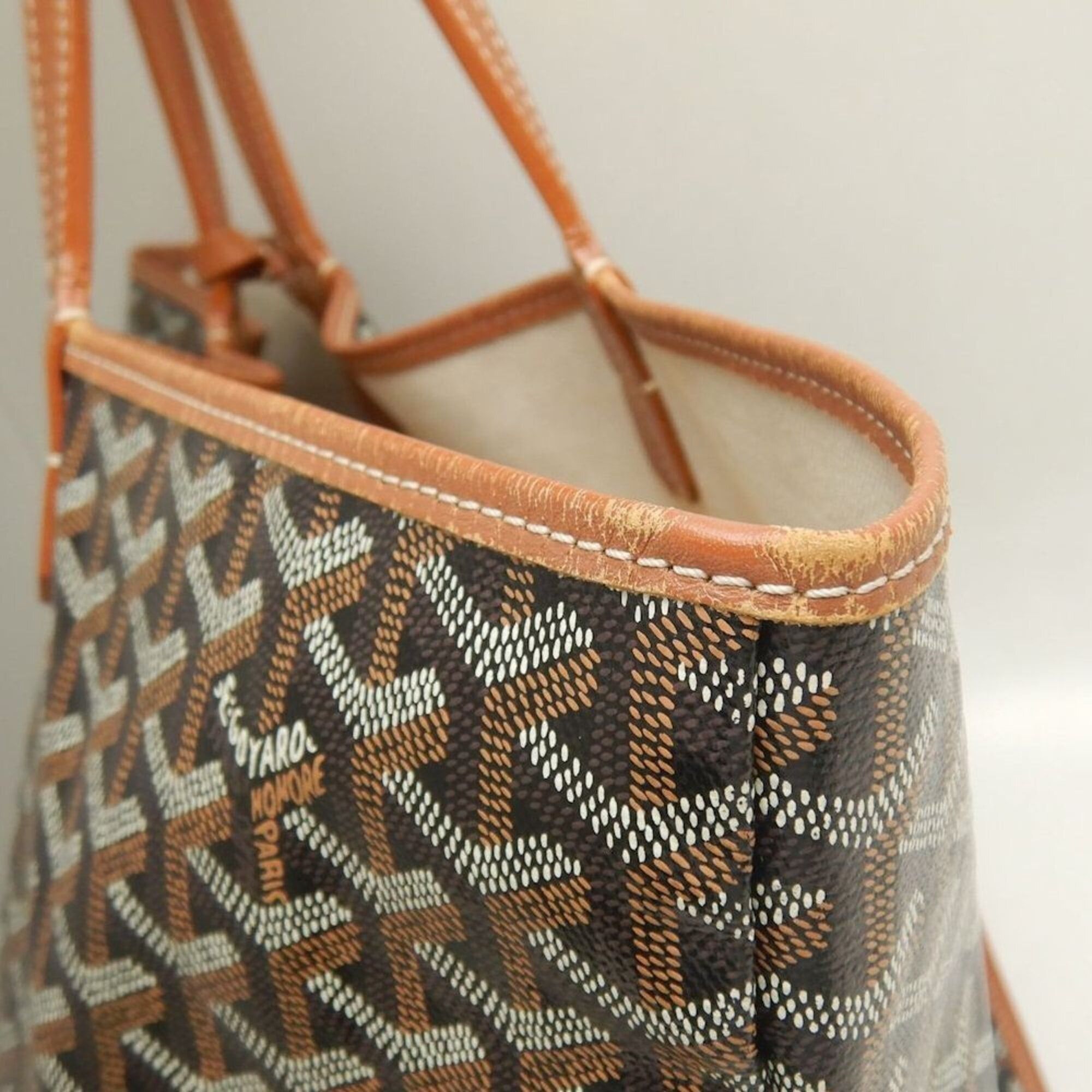 Goyard GOYARD Saint Louis PM STLOUIPMLTY01CL03P Tote Bag, Goyardine Canvas, Black/Tan, Women's, 253873 Size ONE SIZE - 9 Thumbnail