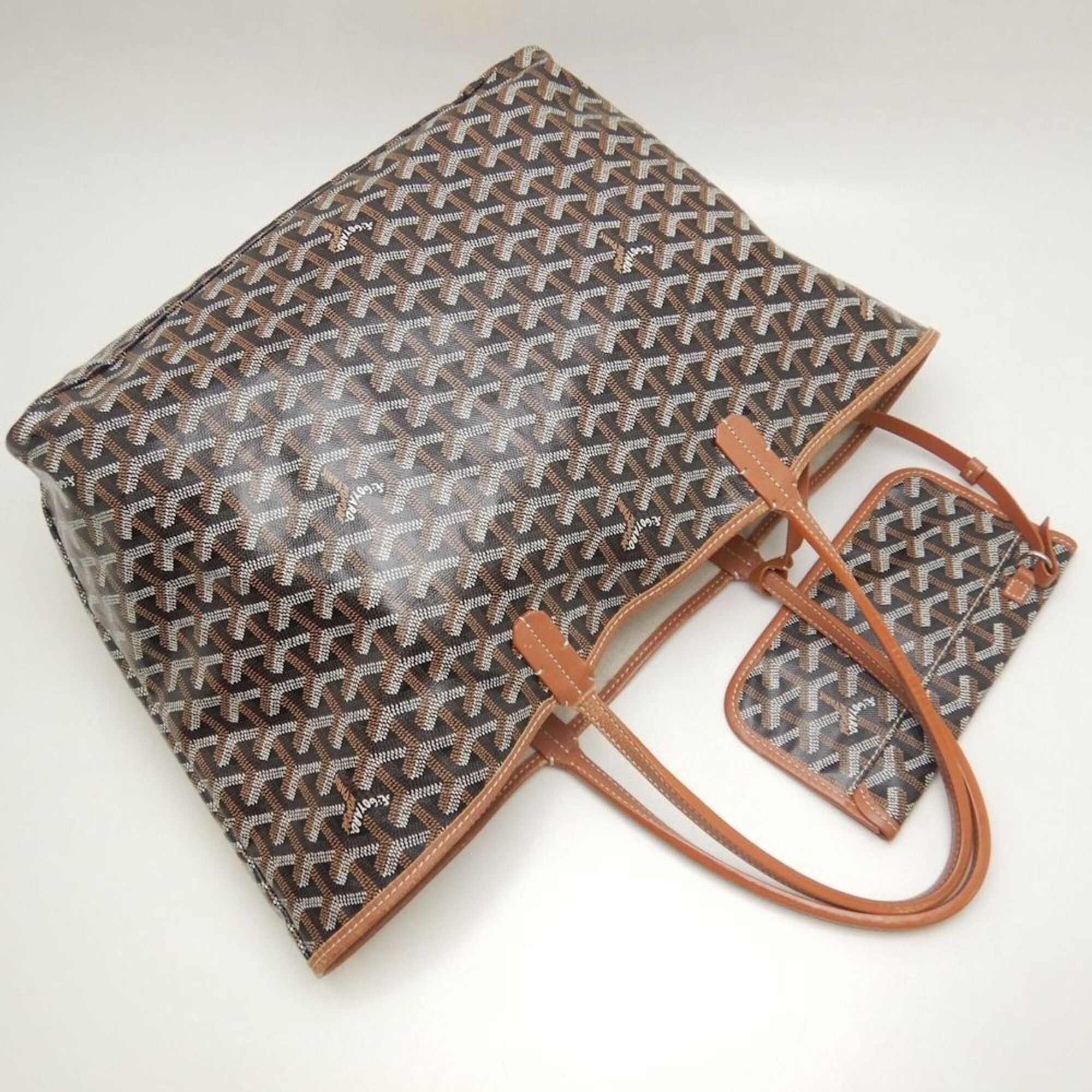 Goyard GOYARD Saint Louis PM STLOUIPMLTY01CL03P Tote Bag, Goyardine Canvas, Black/Tan, Women's, 253873 Size ONE SIZE - 3 Thumbnail