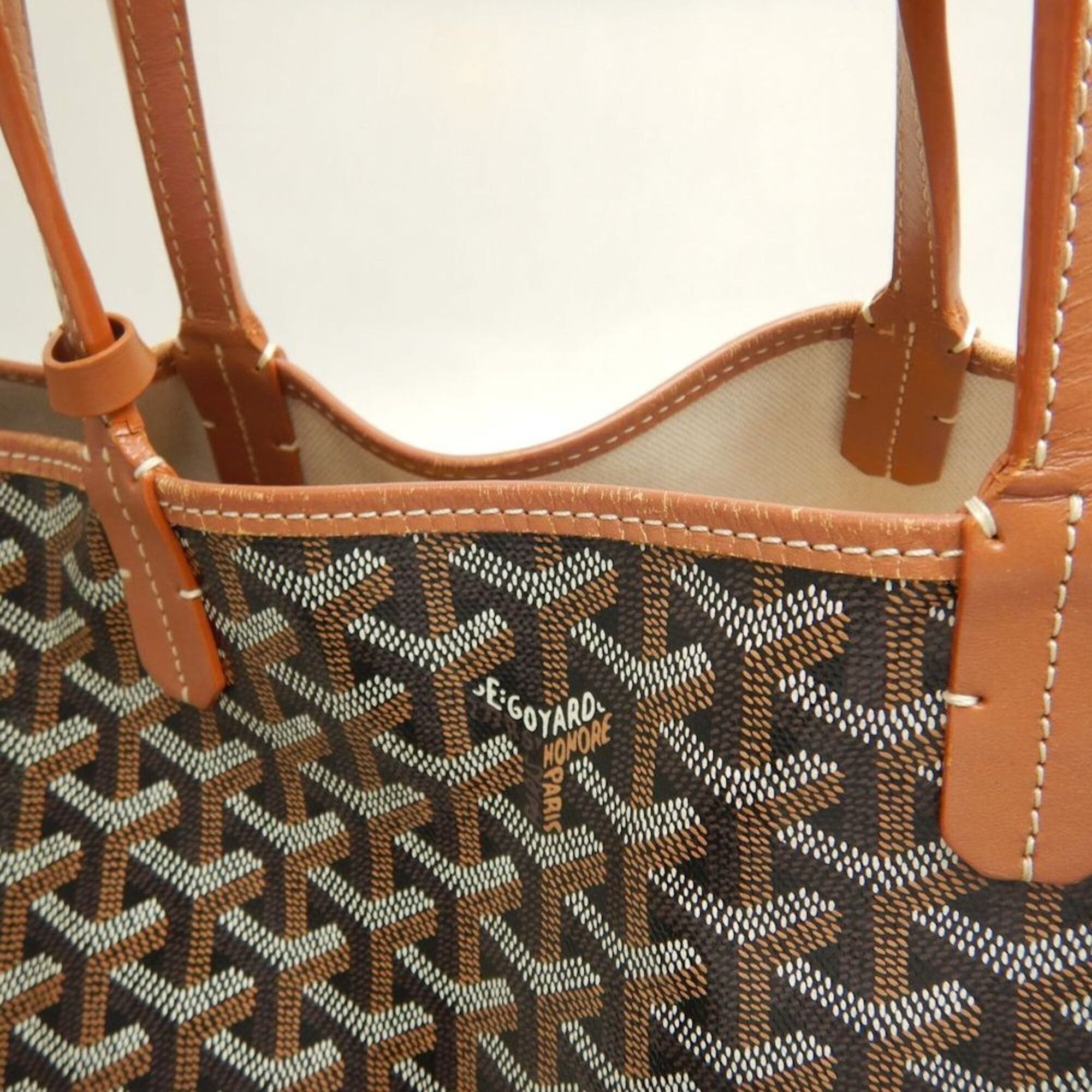 Goyard GOYARD Saint Louis PM STLOUIPMLTY01CL03P Tote Bag, Goyardine Canvas, Black/Tan, Women's, 253873 Size ONE SIZE - 10 Thumbnail
