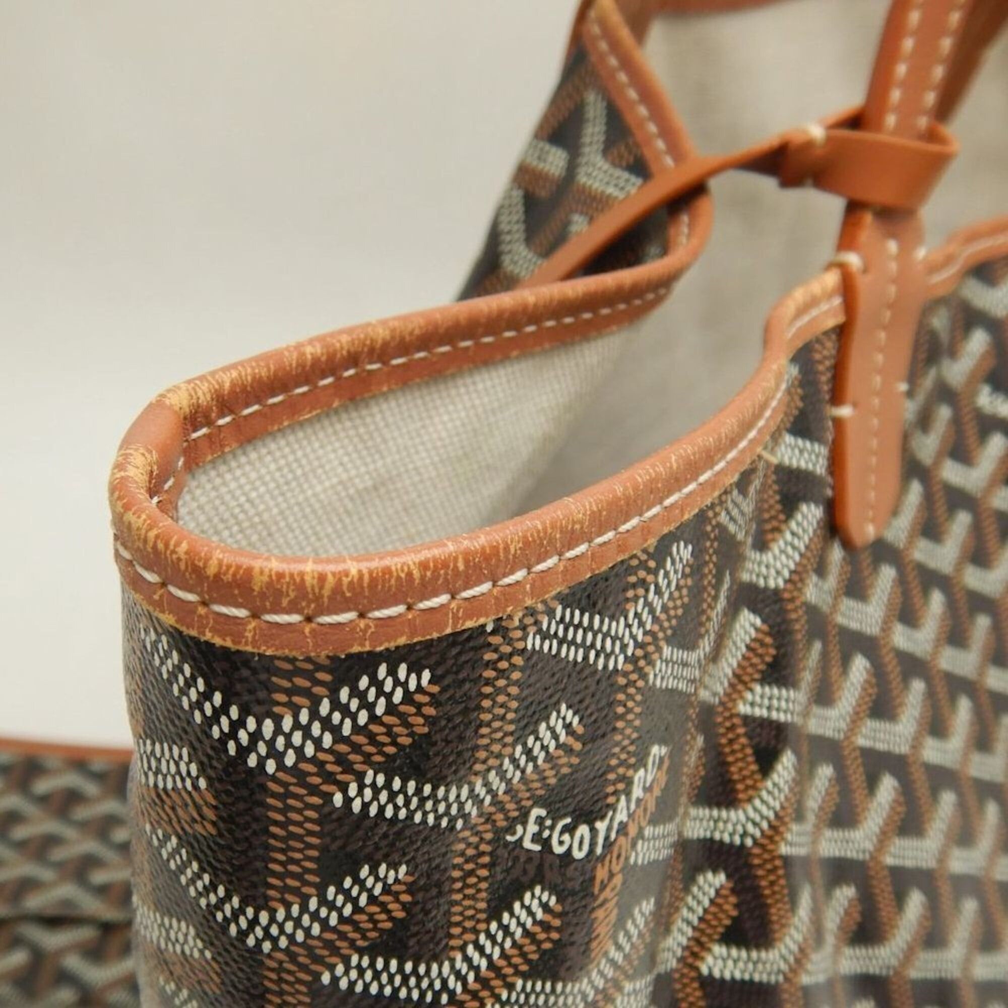 Goyard GOYARD Saint Louis PM STLOUIPMLTY01CL03P Tote Bag, Goyardine Canvas, Black/Tan, Women's, 253873 Size ONE SIZE - 8 Thumbnail