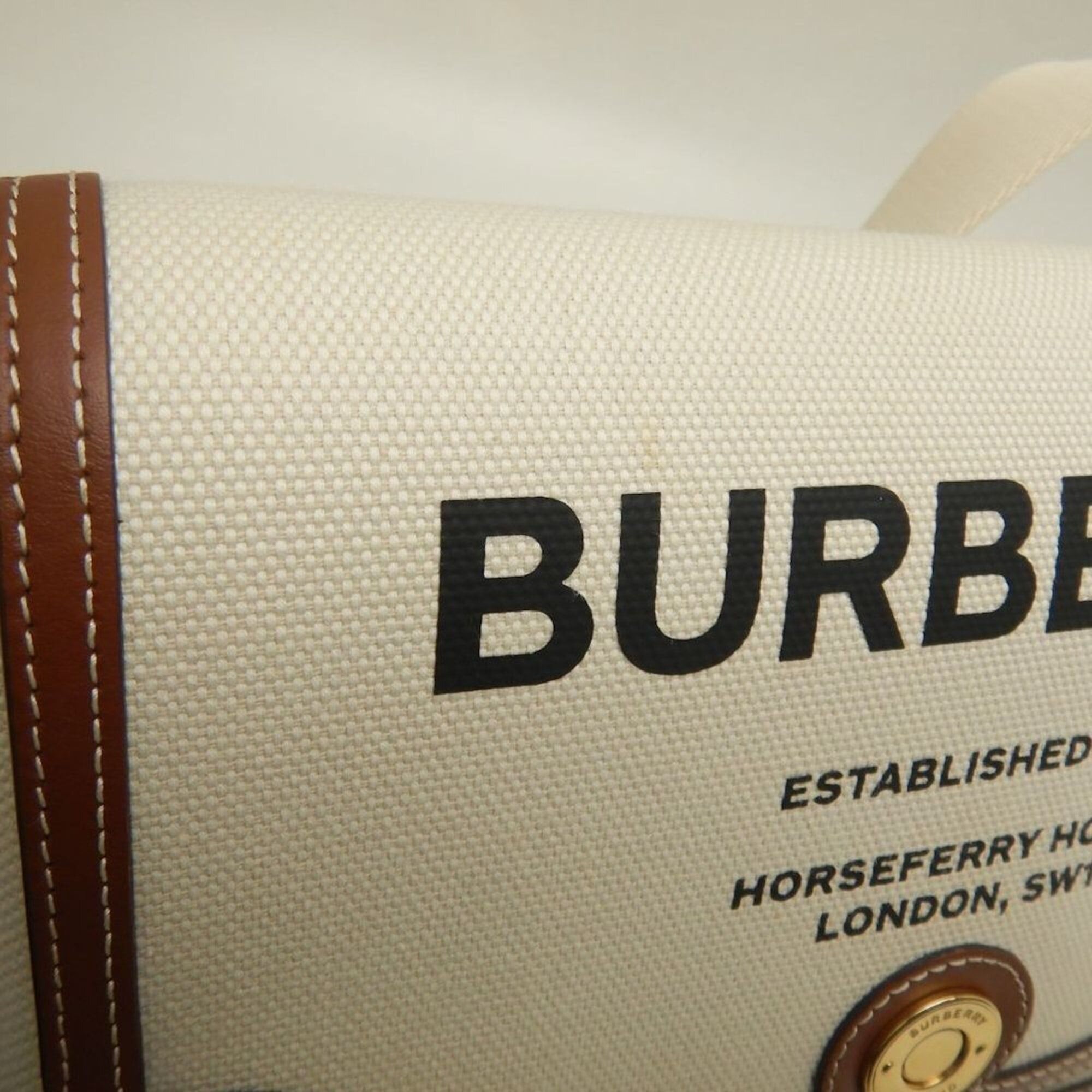 Burberry BURBERRY Horseferry Print Shoulder Bag 80302491 Canvas x Leather Natural Tan Women's 253842 Size ONE SIZE - 11 Thumbnail