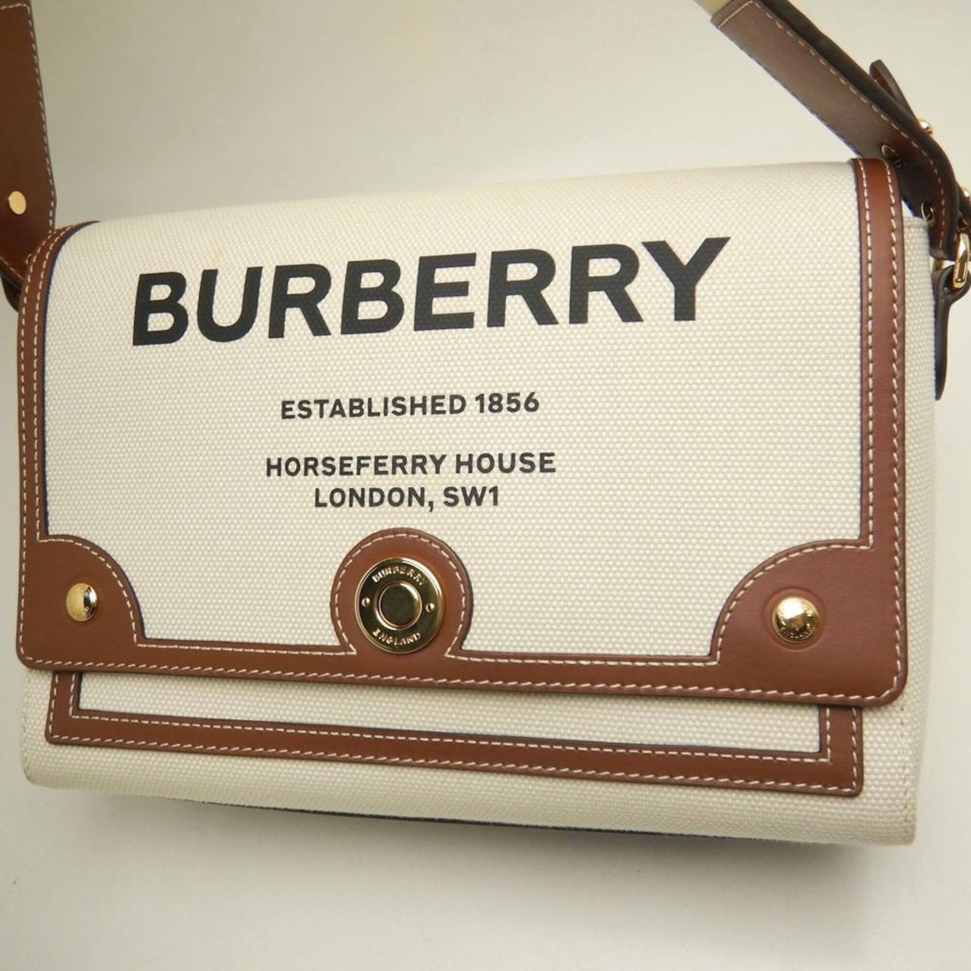 Burberry BURBERRY Horseferry Print Shoulder Bag 80302491 Canvas x Leather Natural Tan Women's 253842 Size ONE SIZE - 10 Thumbnail
