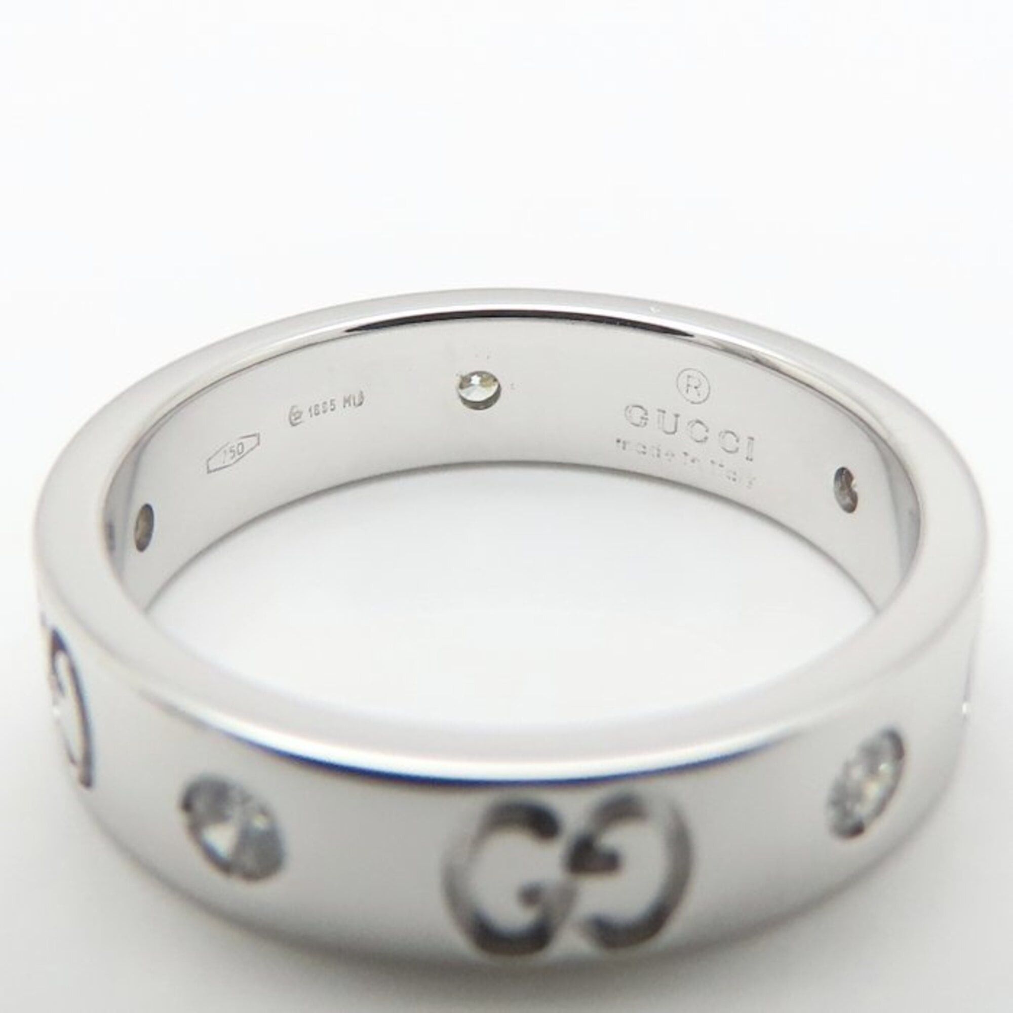 Gucci GUCCI Icon Ring, 5-Diamond Size #9, 18K White Gold, Women's, Item Number 295547 Size ONE SIZE - 5 Thumbnail