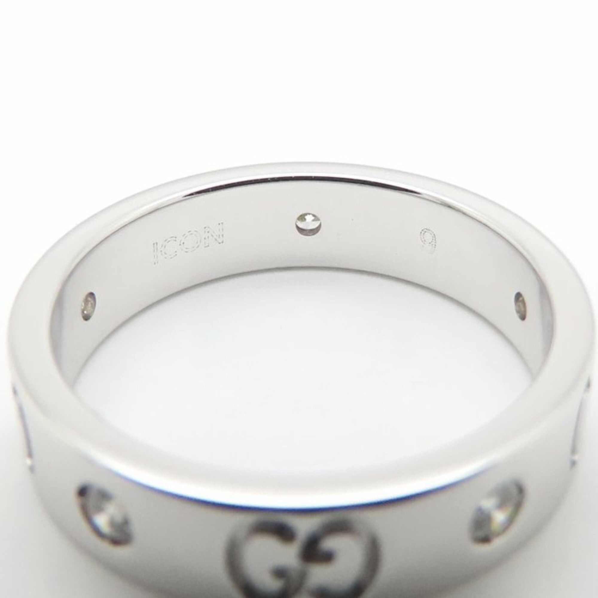 Gucci GUCCI Icon Ring, 5-Diamond Size #9, 18K White Gold, Women's, Item Number 295547 Size ONE SIZE - 6 Thumbnail