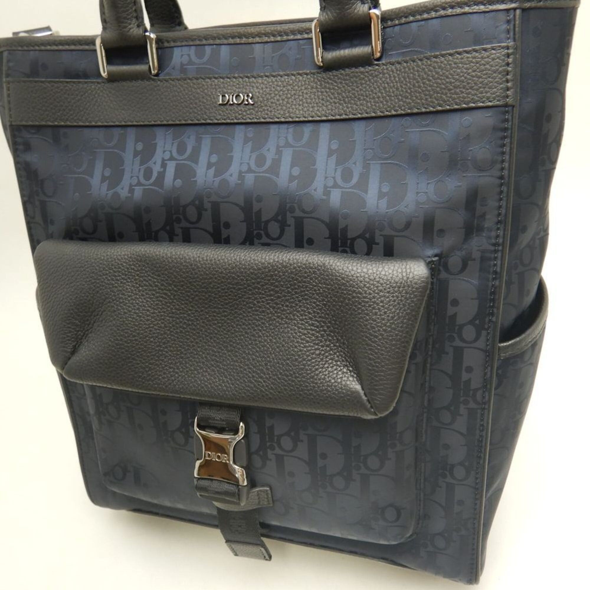 Dior Christian Dior Dior Oblique Explorer 2-Way Tote Bag, Nylon, Navy, Women's, 253828 Size ONE SIZE - 3 Thumbnail