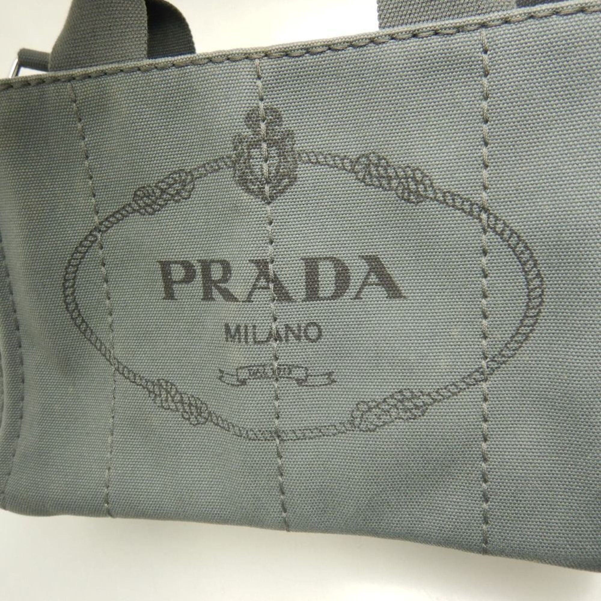Prada PRADA Canapa 1BG439 Tote Bag, Canvas, ARDESIA, Women's, 253841 Size ONE SIZE - 9 Thumbnail