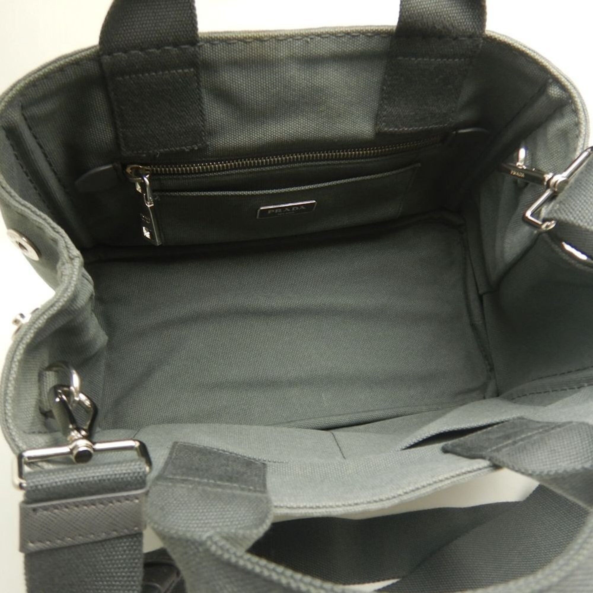 Prada PRADA Canapa 1BG439 Tote Bag, Canvas, ARDESIA, Women's, 253841 Size ONE SIZE - 5 Thumbnail