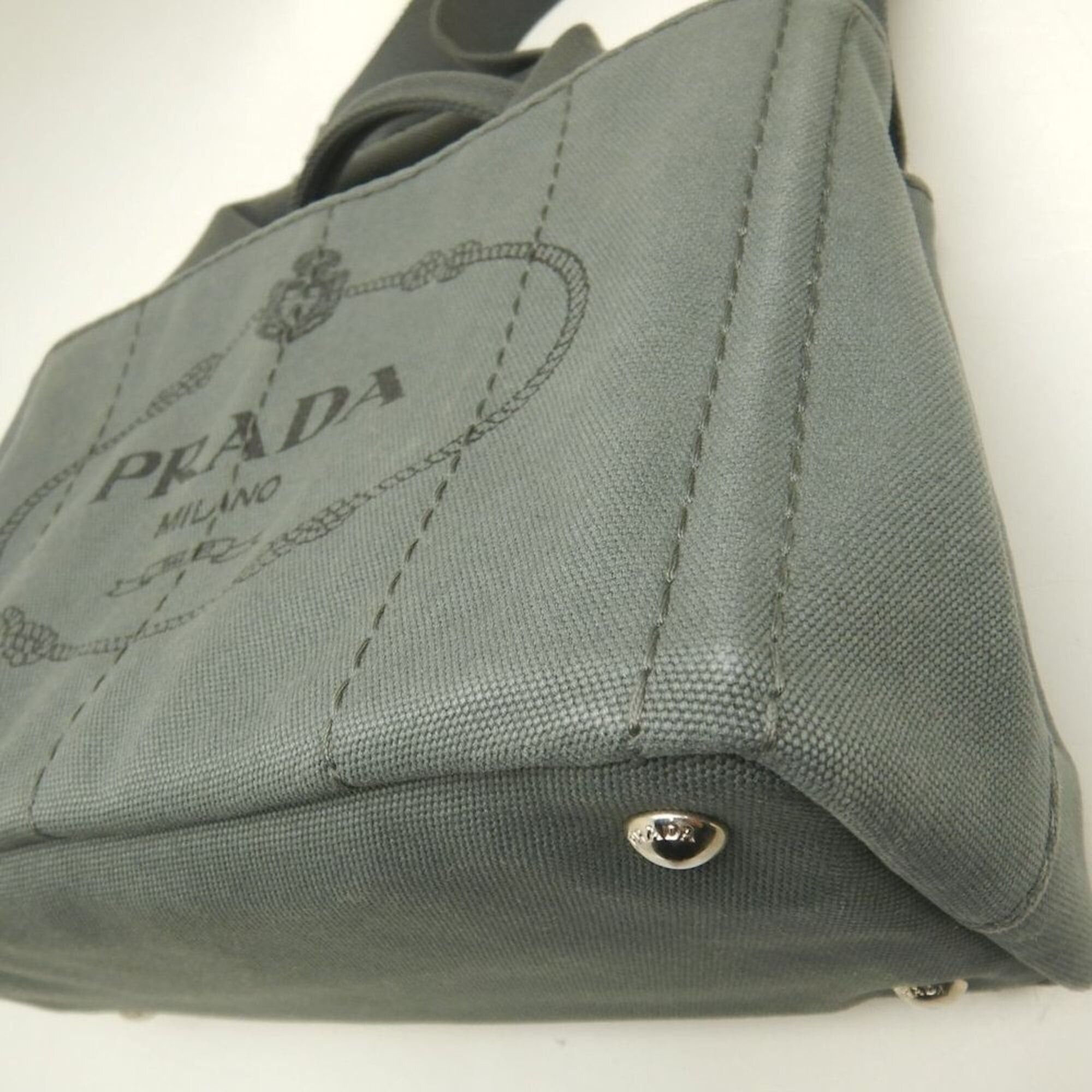 Prada PRADA Canapa 1BG439 Tote Bag, Canvas, ARDESIA, Women's, 253841 Size ONE SIZE - 14 Thumbnail