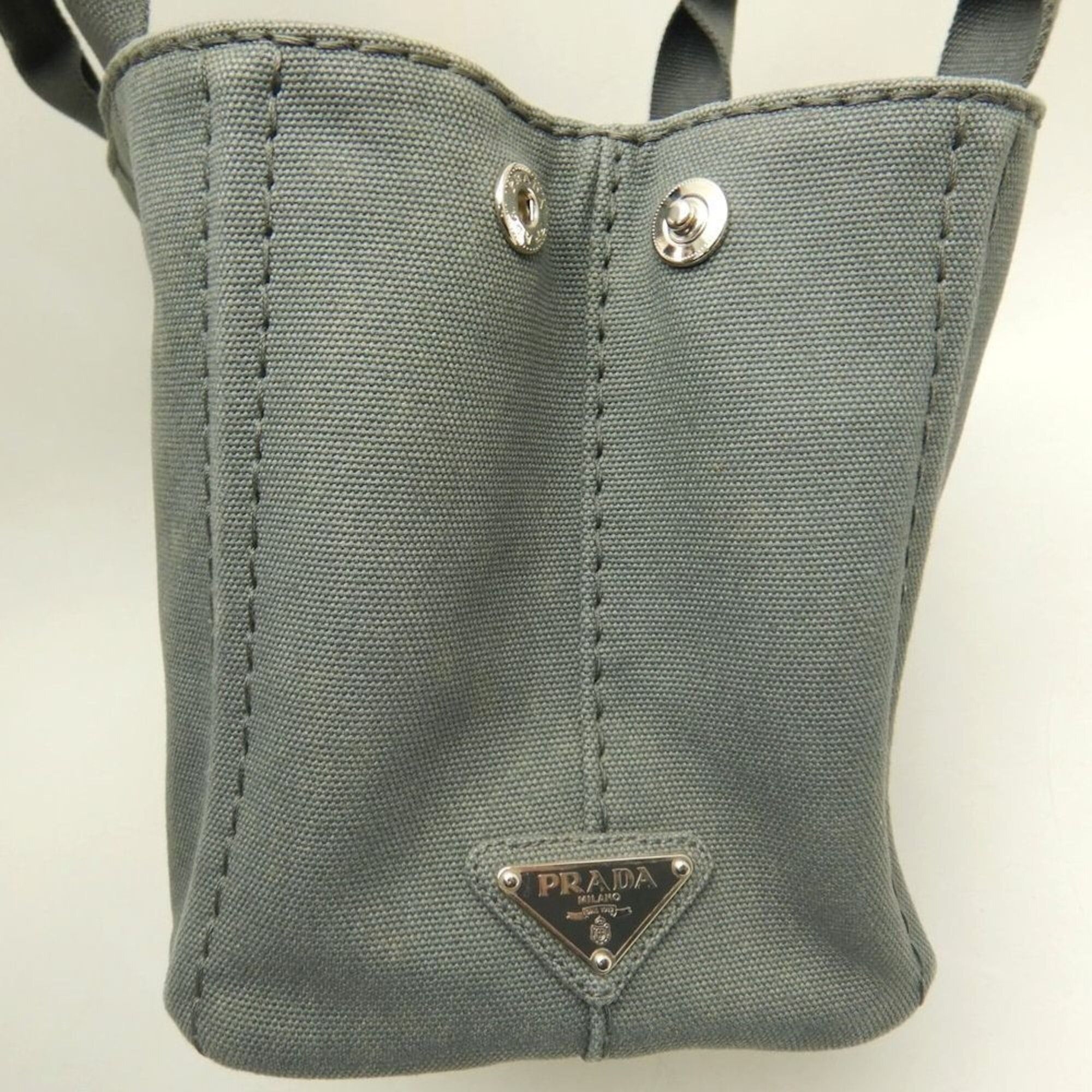 Prada PRADA Canapa 1BG439 Tote Bag, Canvas, ARDESIA, Women's, 253841 Size ONE SIZE - 11 Thumbnail