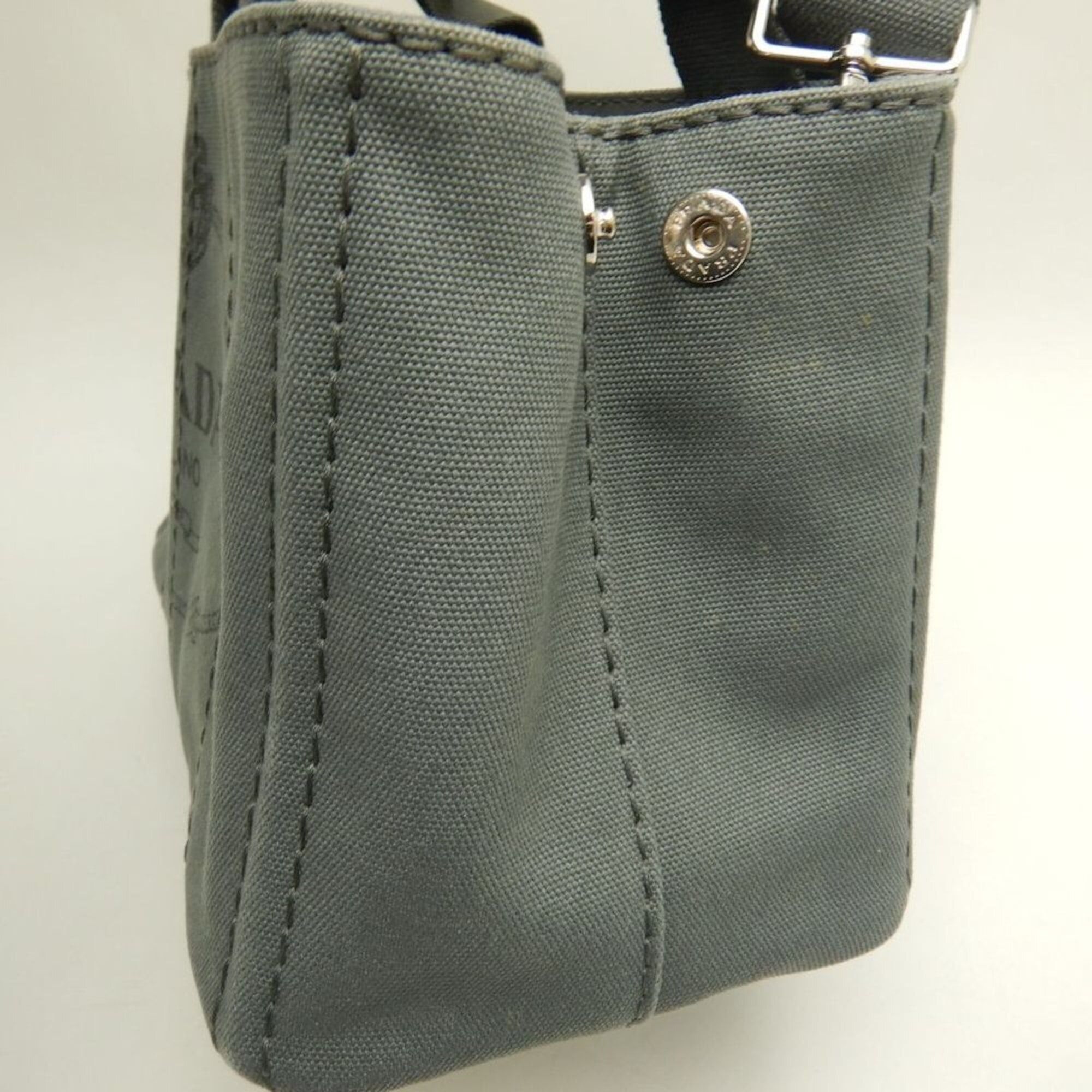 Prada PRADA Canapa 1BG439 Tote Bag, Canvas, ARDESIA, Women's, 253841 Size ONE SIZE - 12 Thumbnail