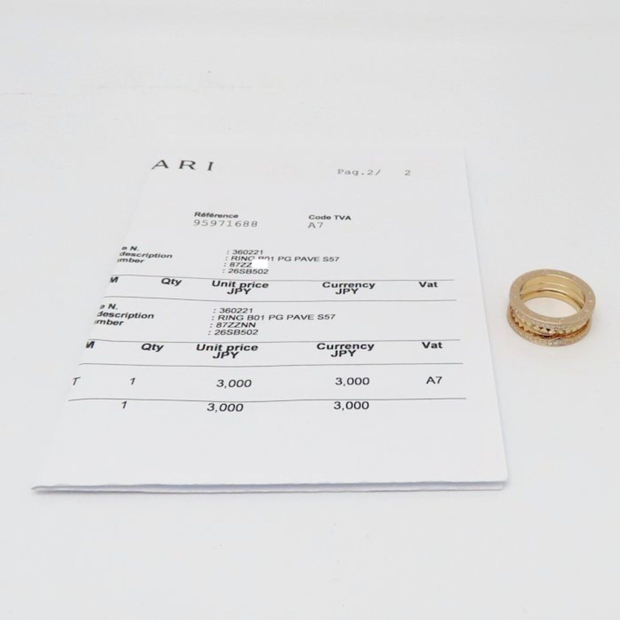 Bvlgari BVLGARI B.zero1 Rock Ring, 2-band, Diamond, Size #57, 360246, 18K Pink Gold, Women's, 360246 295534 Size ONE SIZE - 5 Thumbnail
