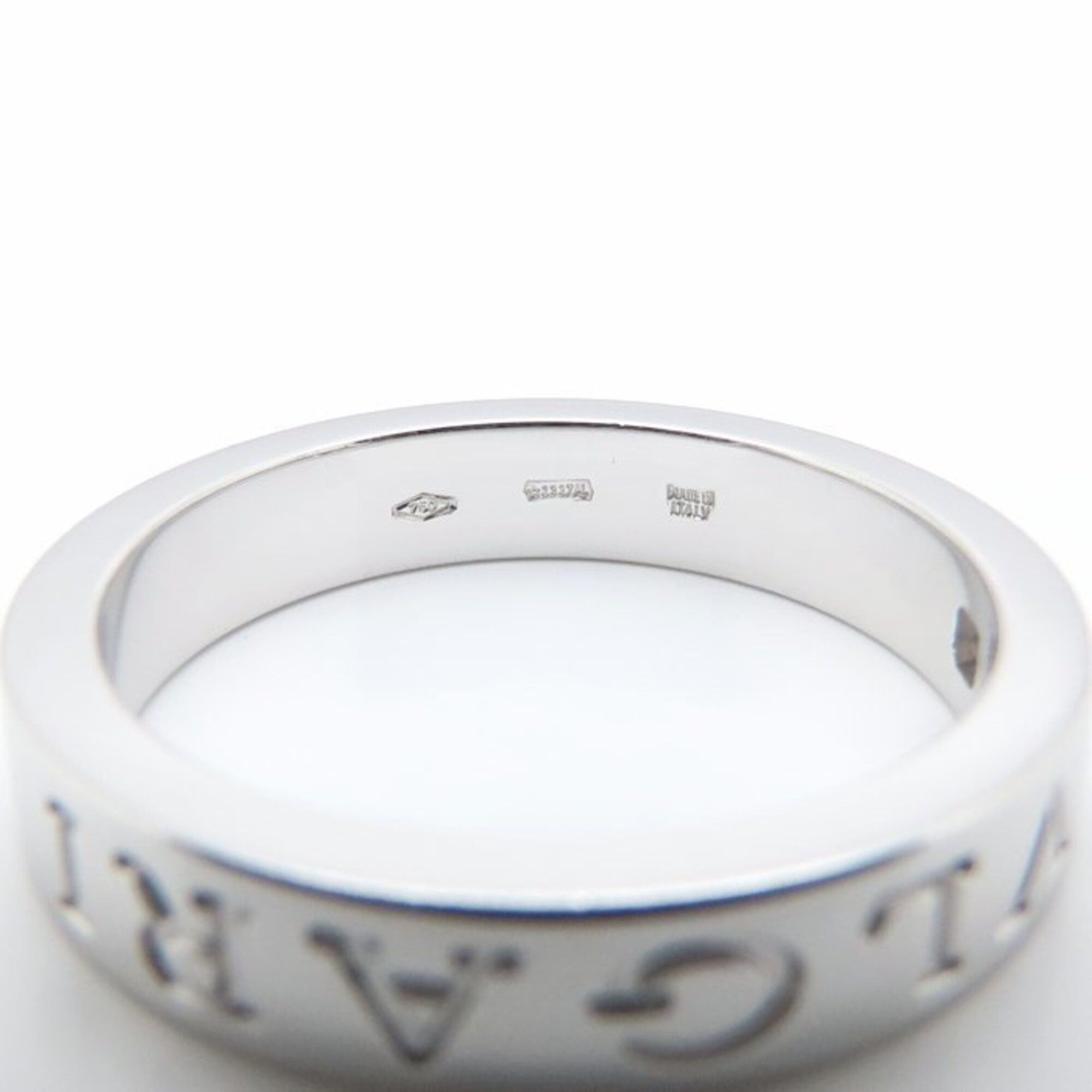 Bvlgari BVLGARI Bulgari Double Logo Ring, 1P Diamond, 18K White Gold, Men's, 295540 Size ONE SIZE - 6 Thumbnail