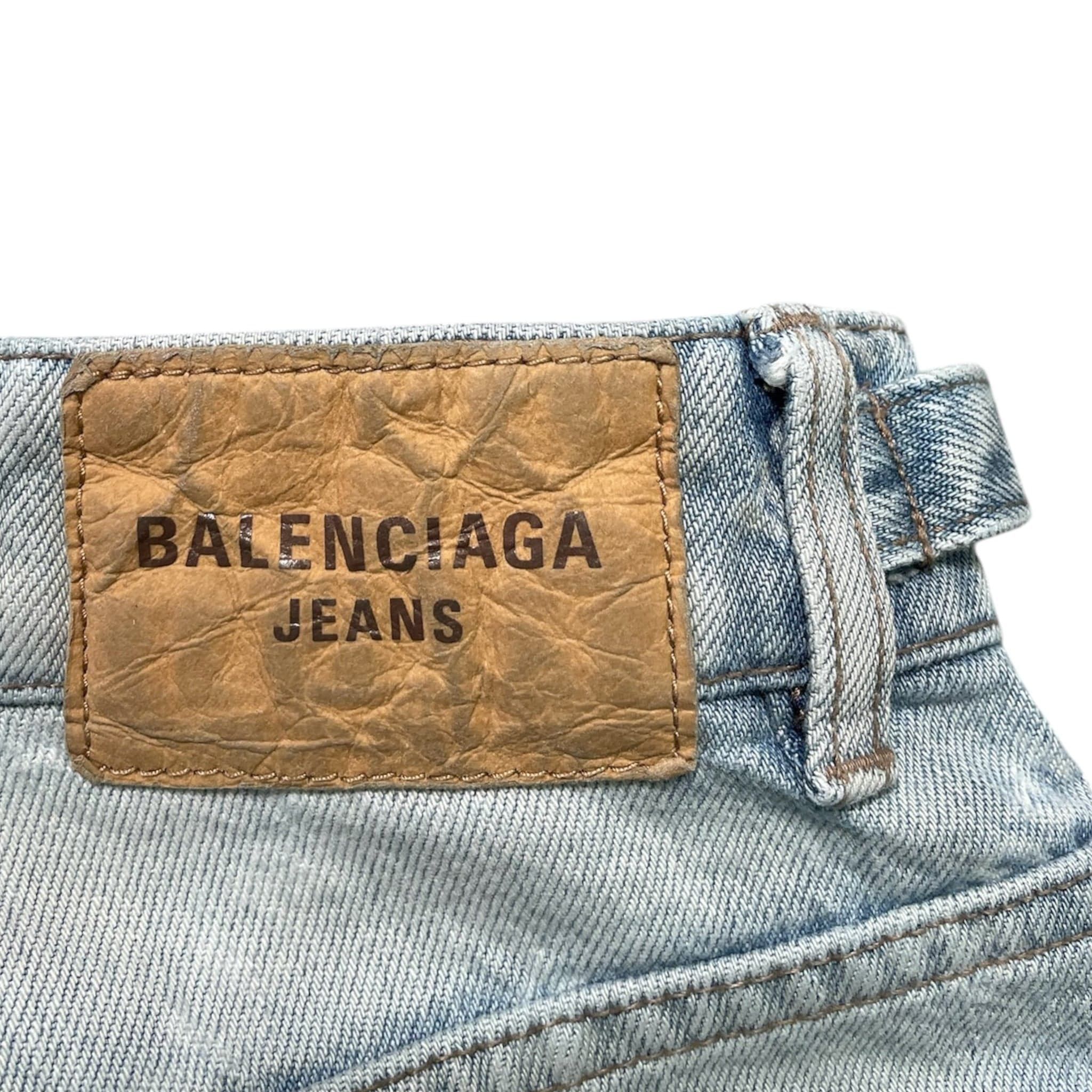 Balenciaga Diagonal Allover Cargo Jeans Light Blue Size US 33 - 4 Thumbnail