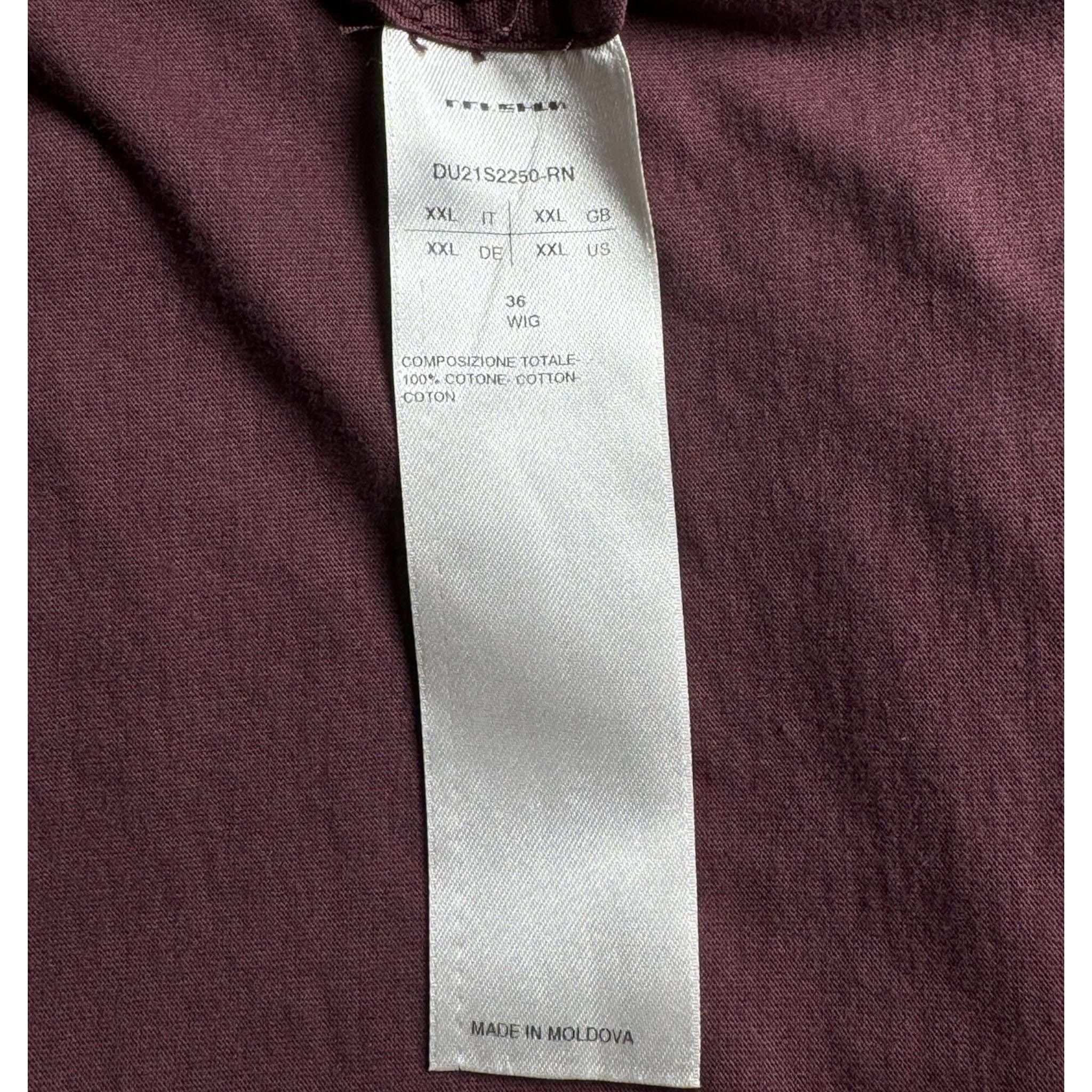 Rick Owens DRKSHDW Level Short Sleeve Tee Shirt Burgundy Size US XXL / EU 58 / 5 - 6 Thumbnail