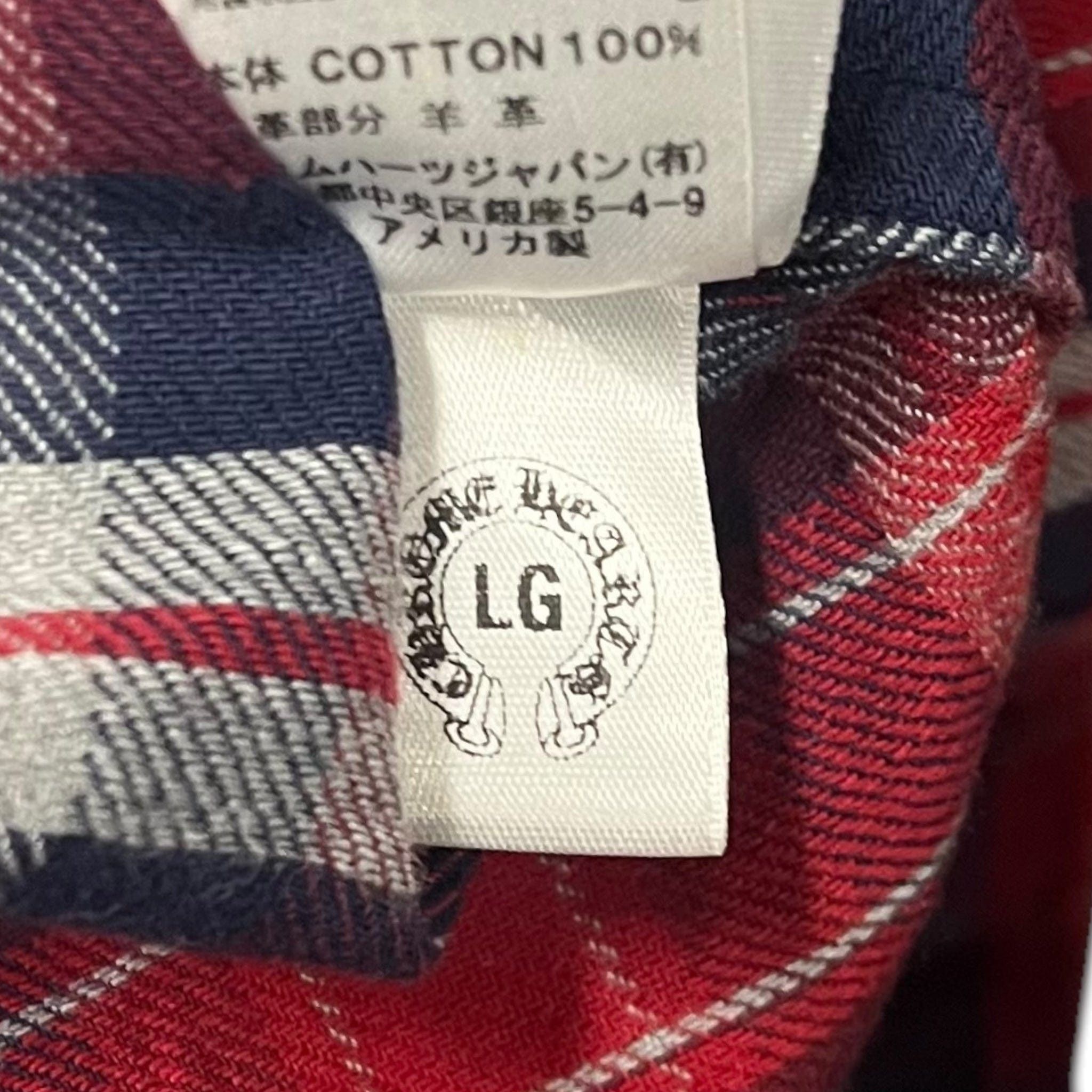 Chrome Hearts Button Up Flannel Shirt Red Blue (2 Cross Patch) Size US M / EU 48-50 / 2 - 8 Thumbnail